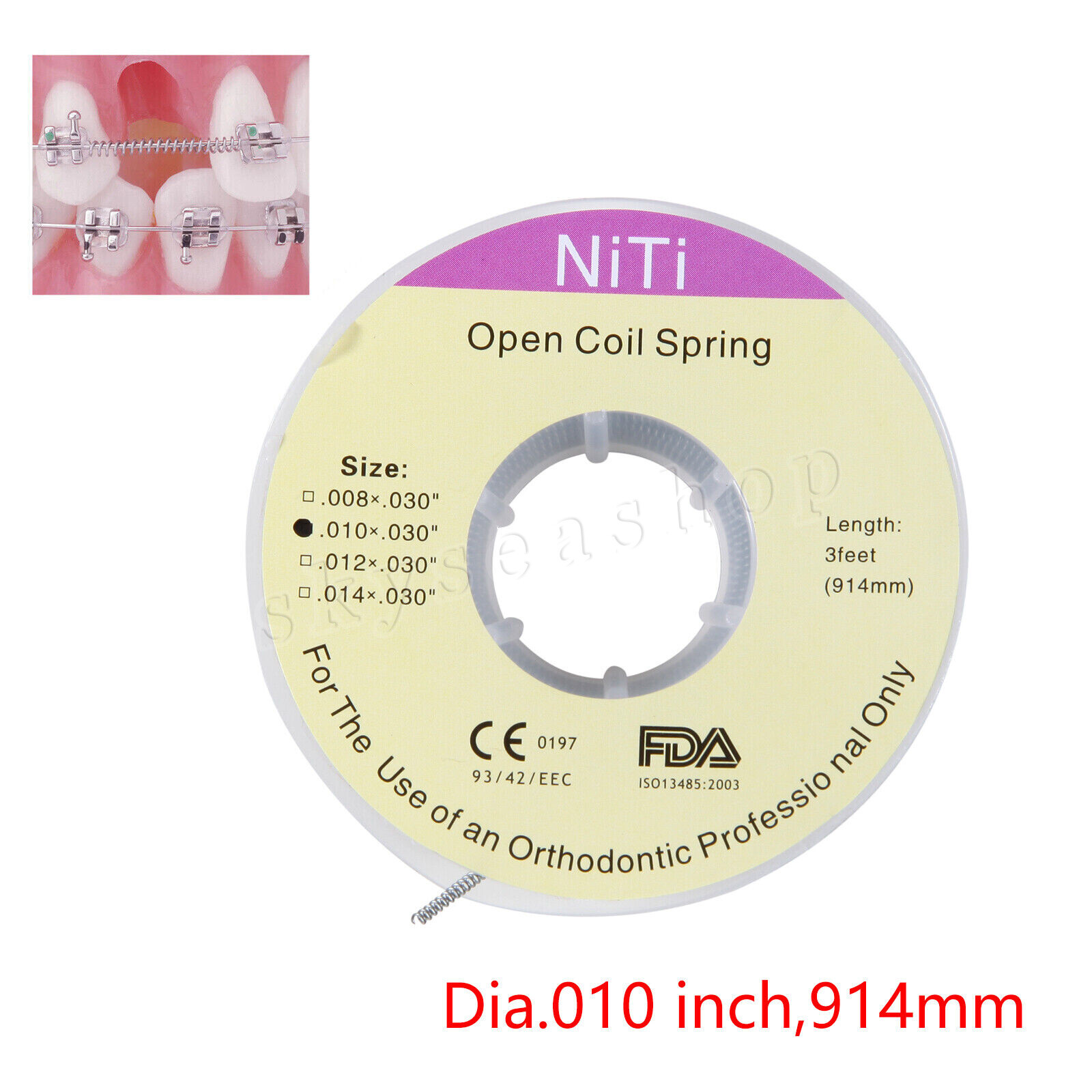 USA Dental Orthodontic Niti Open Coil Spring Spool Dia.010 *030 ” inch 914mm Ab