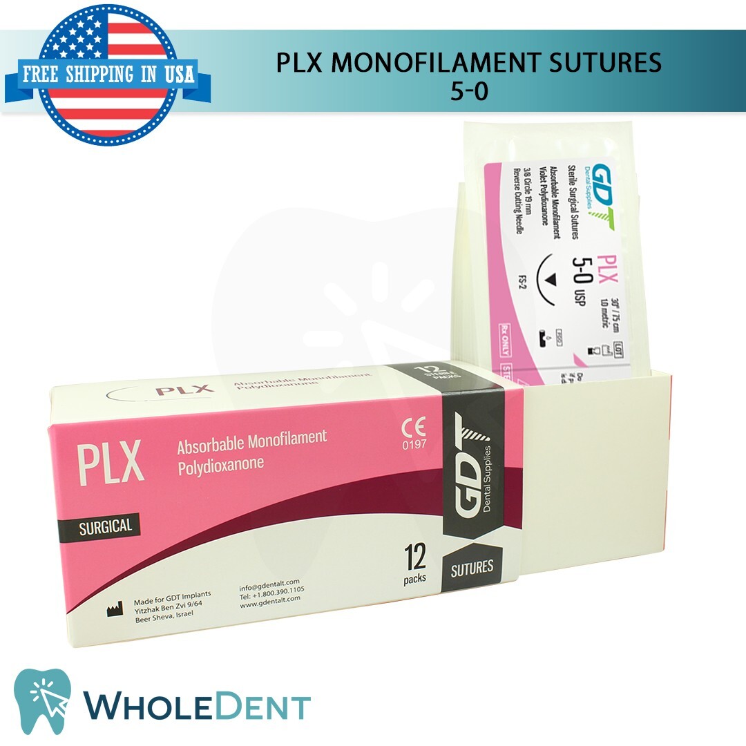 P L X Wires Sewing Thread 3/8 Circle Reverse Sterile 5-0 Dental 12pcs