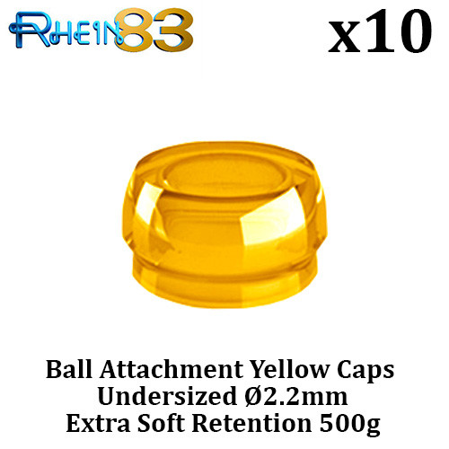 10 Dental Ball Attachment Home Use First Aid Undersized Caps Ø2.2mm Yellow