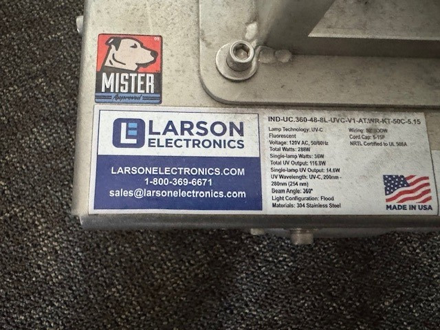 Larson Industrial Portable UV Sanitation Cart – 3500 sq. ft – Used