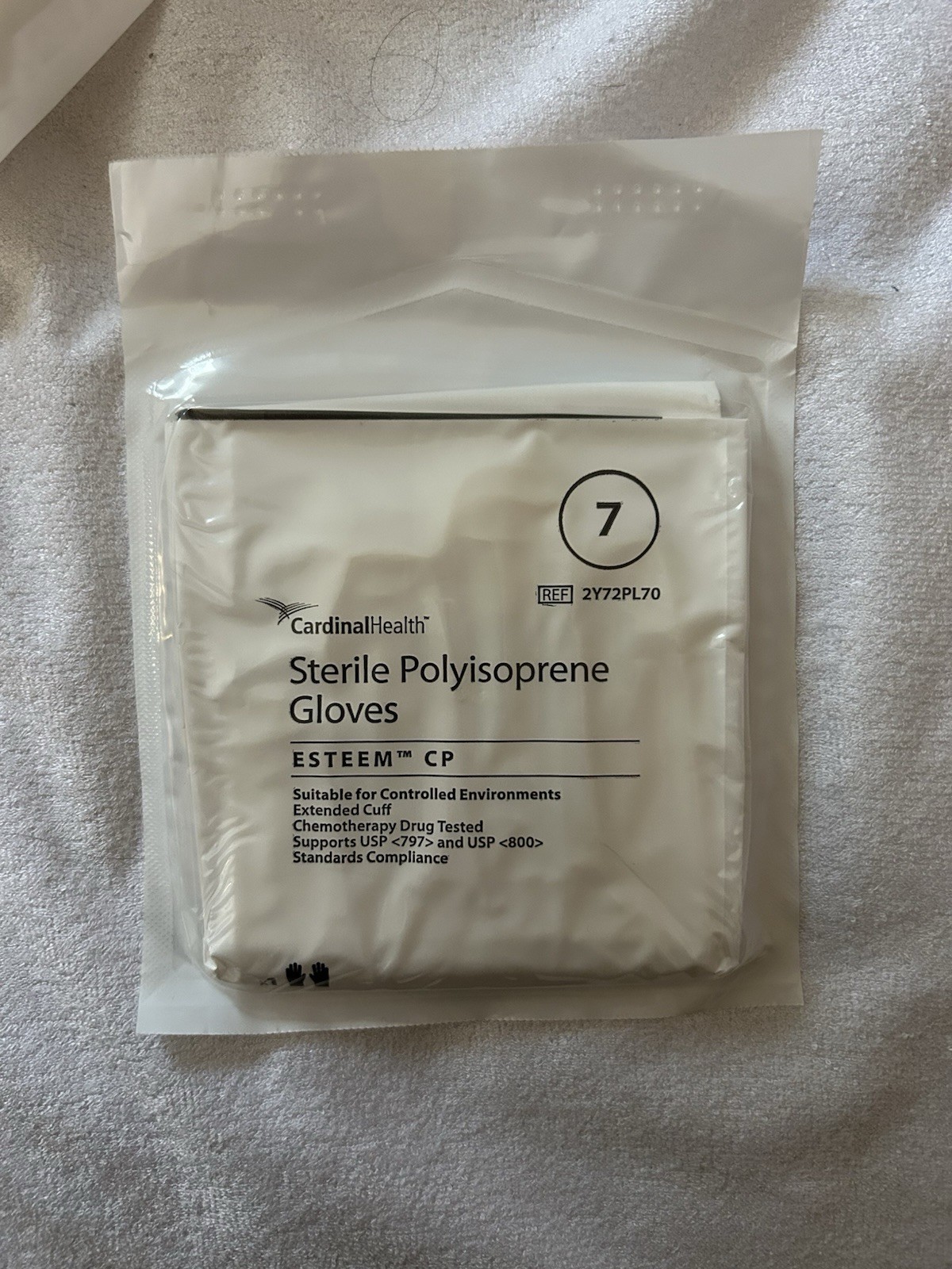 50 pack Cardinal health Sterile Polyisoprene Gloves Size 7 Esteem CP Exp 11/25