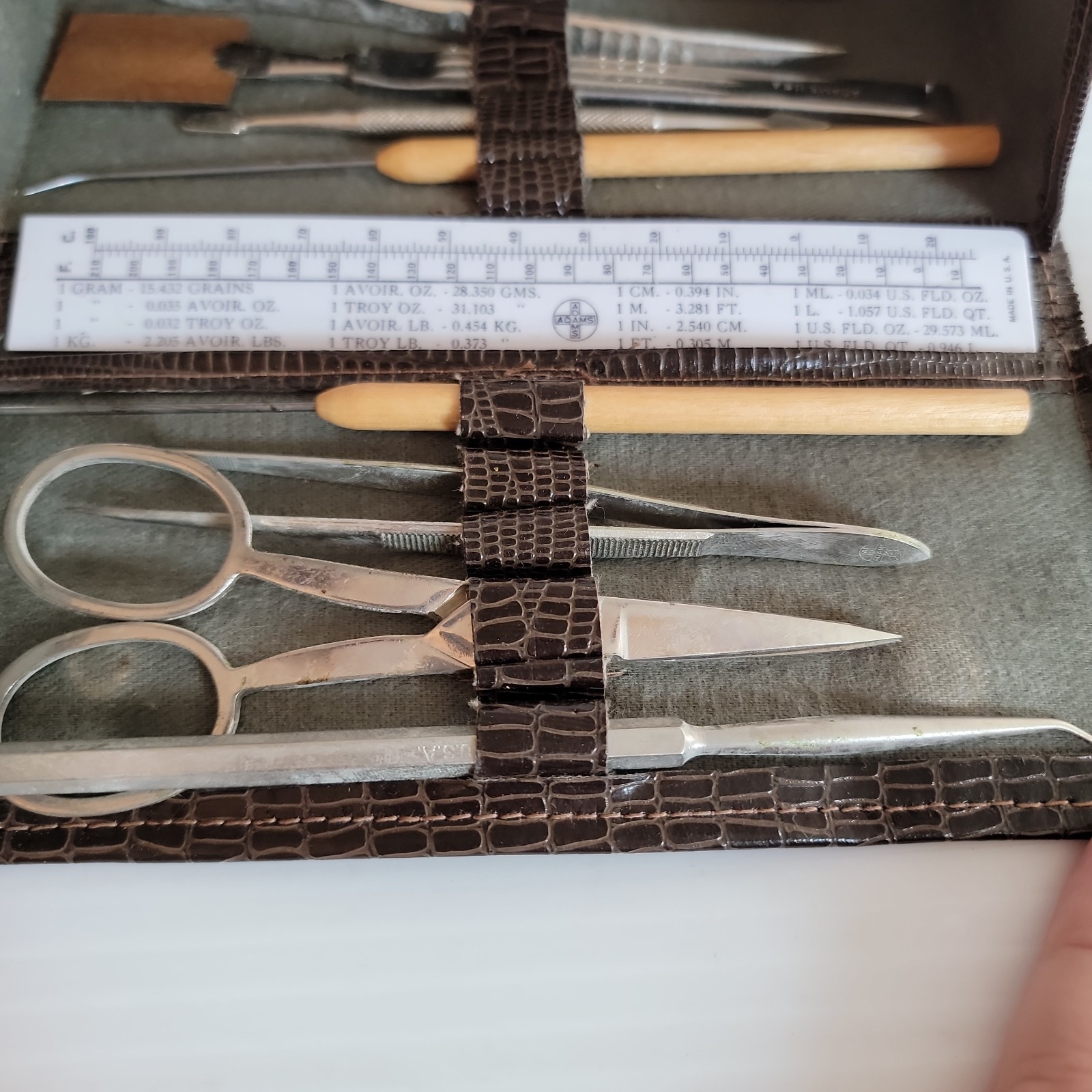 Vintage Clay Adams USA Anatomy Dissection Kit Scalpel Tools Ruler Case 1960s