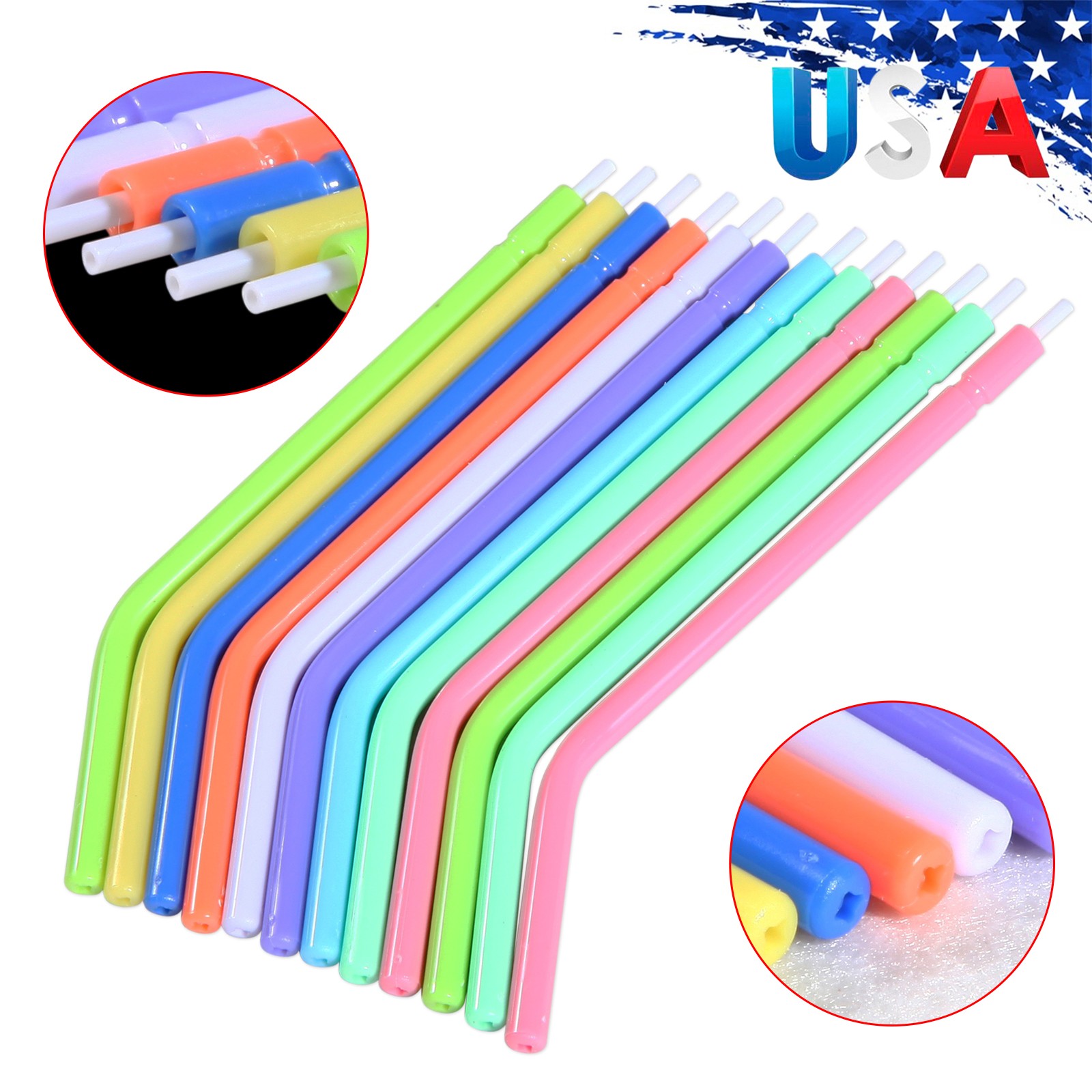 10 packs Dental 3 Way Air Water Syringe Disposable Spray Tips Triple Nozzle Tube