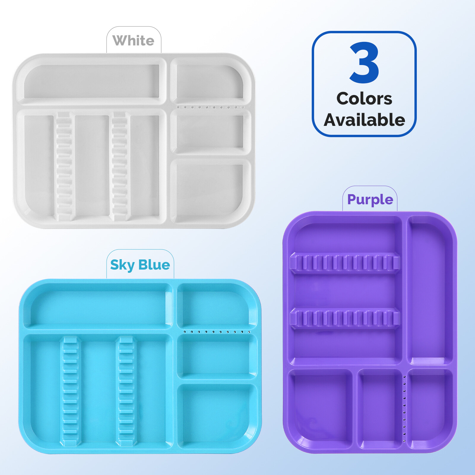 JMU Dental Divided Tray Autoclave Instrument Set Up Trays Plastic 13.38″ X 9.63″