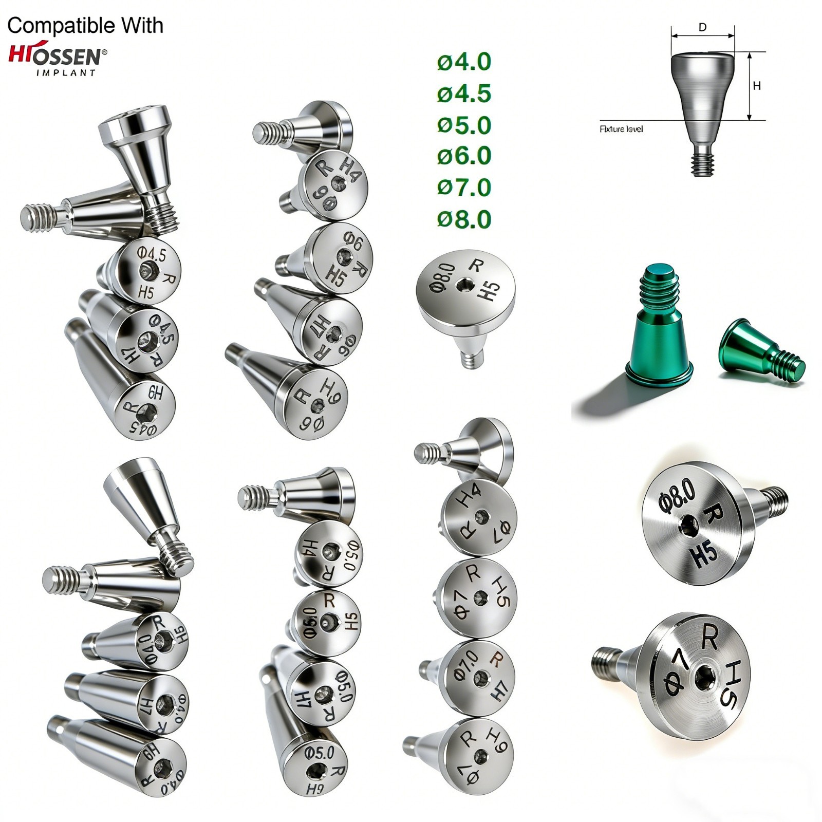 US Compatible Multi Implant system Healing Abutment Titanium Dental Gingival Cap