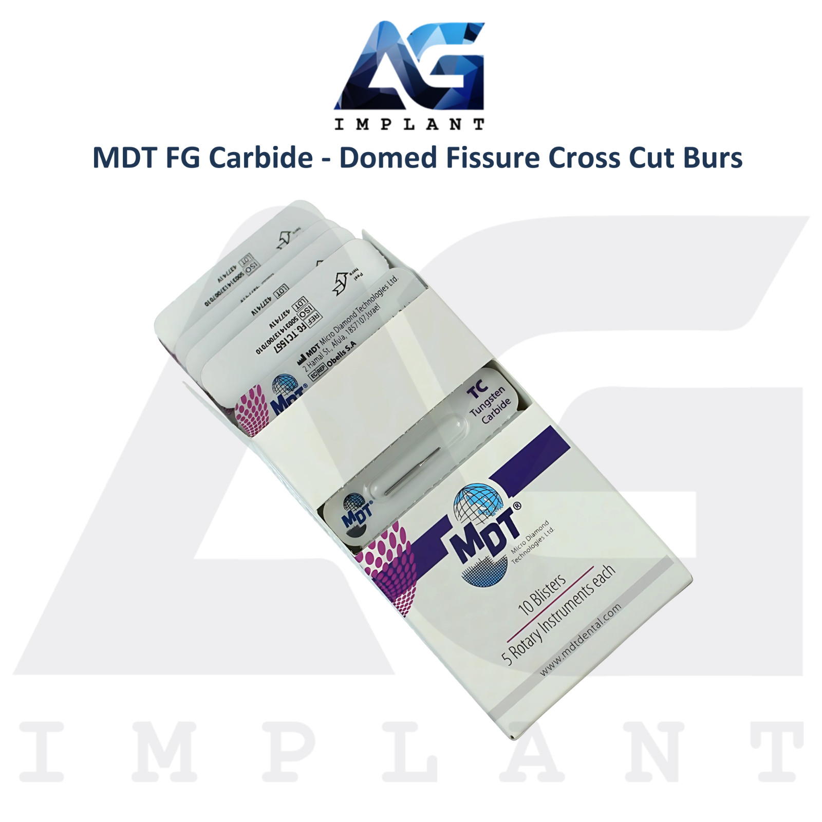 Dental MDT Domed Fissure Cross Cut FG Carbide Burs L19.0mm Cavity Preparation