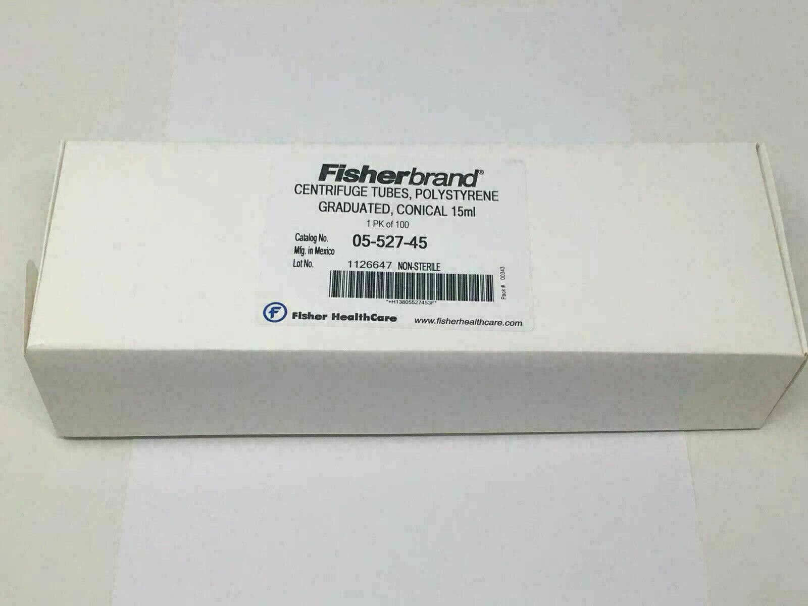 New (100/Pk) – FisherBrand #05-527-45 Centrifuge 15mL Conical Tubes, Polystyrene