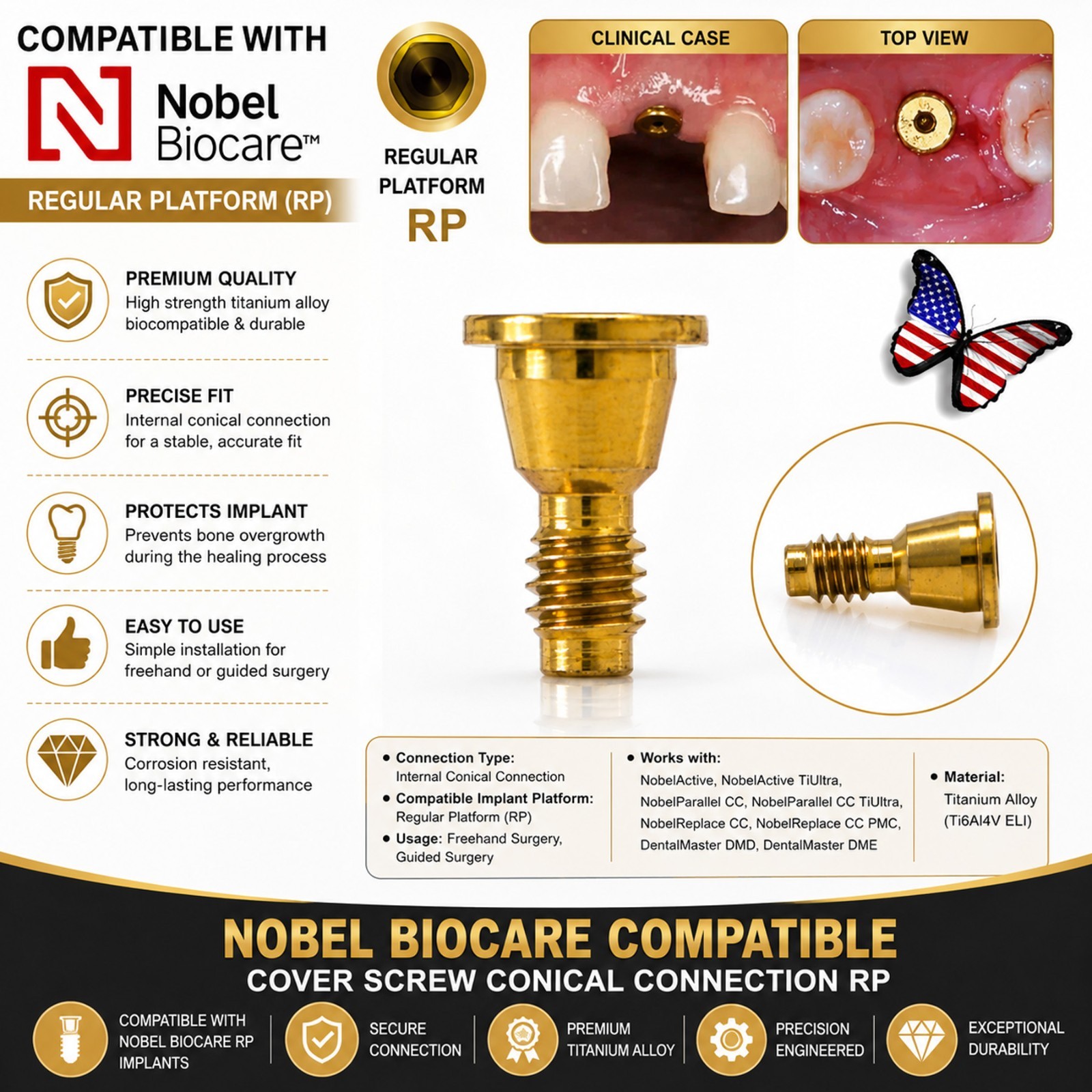 Dental Healing Cover Screw Closure Caps Fit Hiossen/Nobel/Straumann Mini/Regular