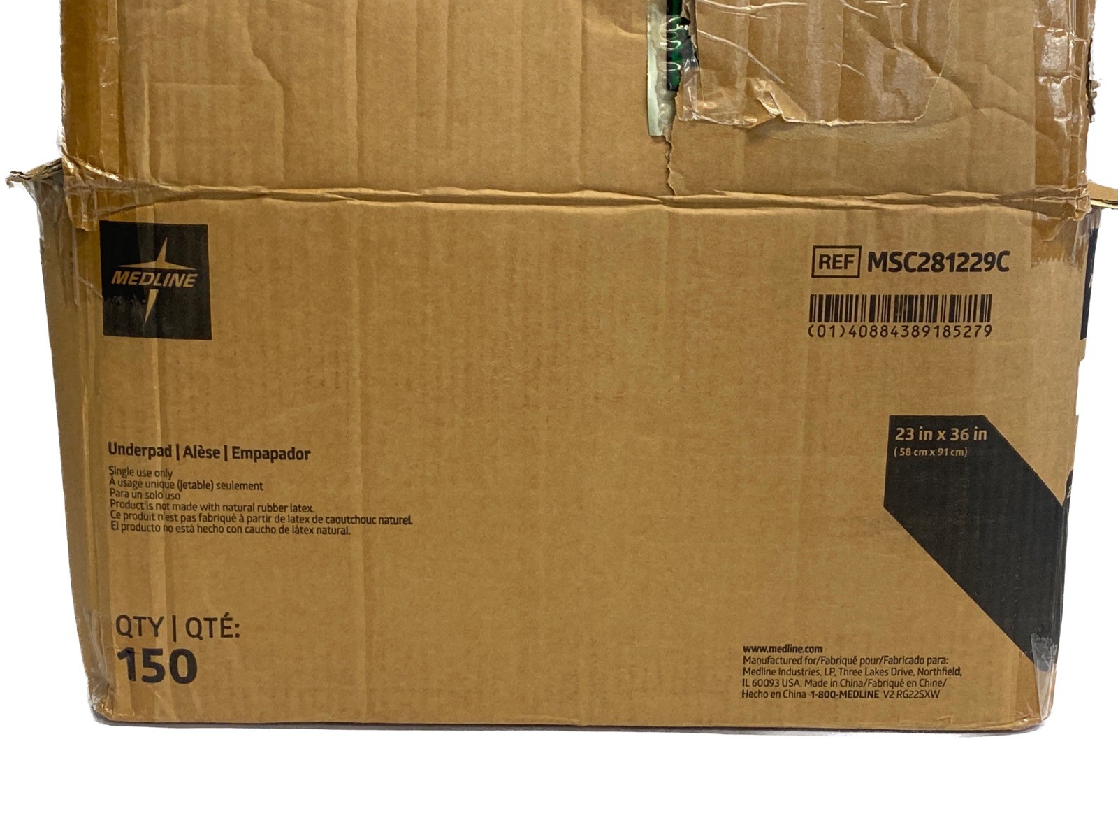 (150) MEDLINE Disposable Absorbency Plus Lightweight Underpads 23×36” MSC281229C