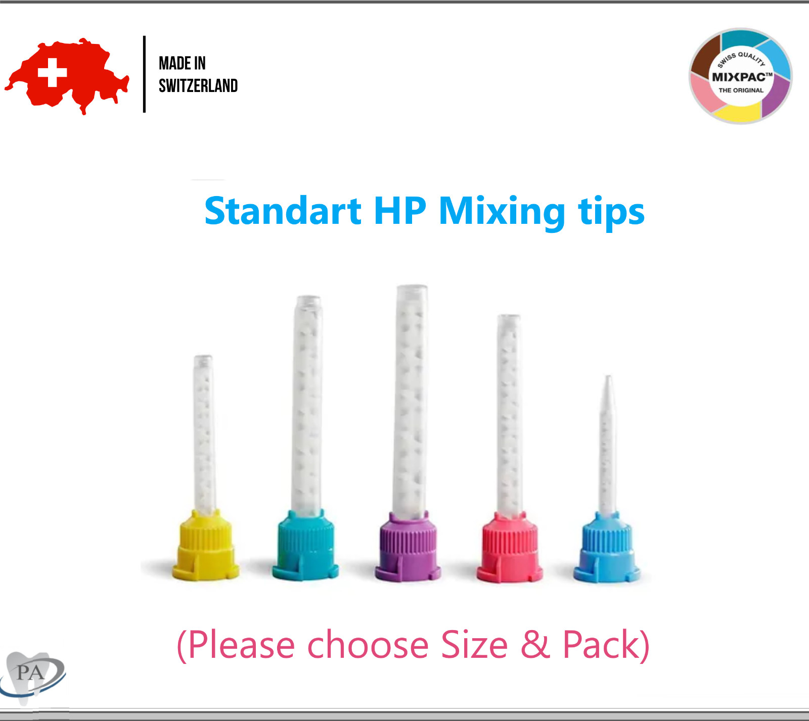 Dental Teal T-Saver Mix Tip 6.5mm. VPS Impression HP MIxing Tips Yelllow Short