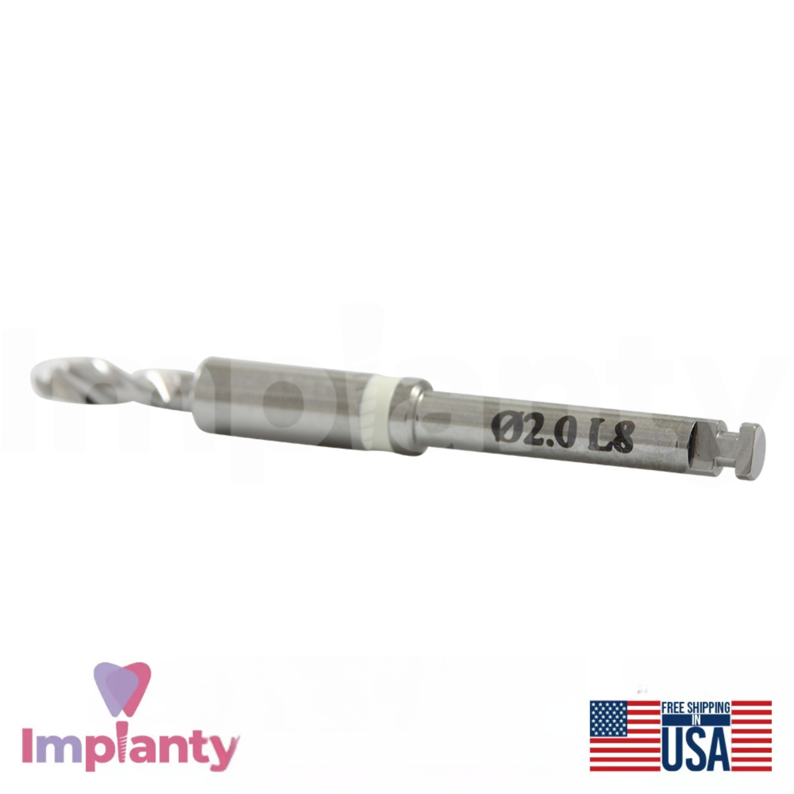 GDT Integral Stopper Dental Precise Stainless Steel White Drill Ø2.0mm Diameter