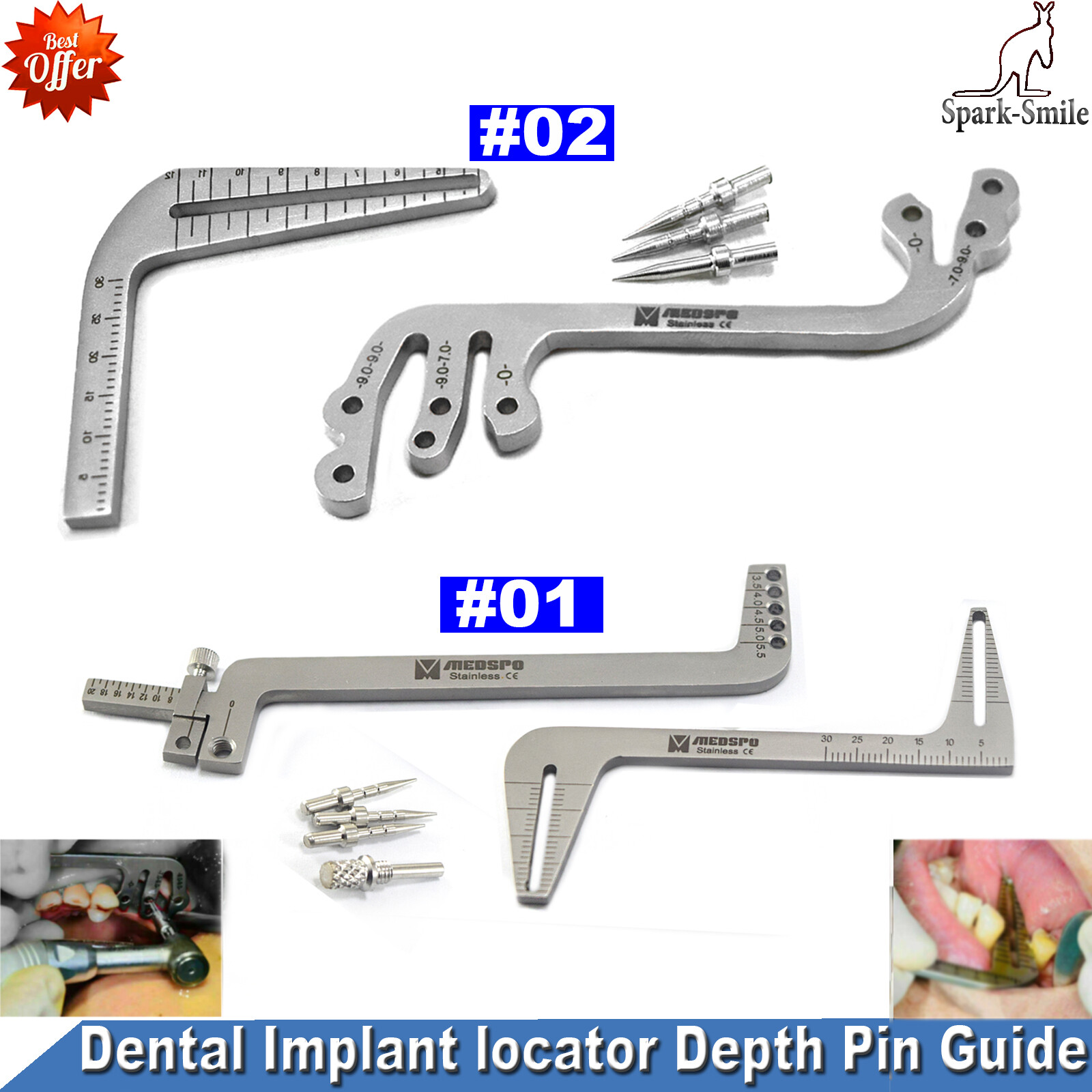 Surgical Dental Implant locator Depth Pin Guide Gauge Locator Parallel 2 Pieces
