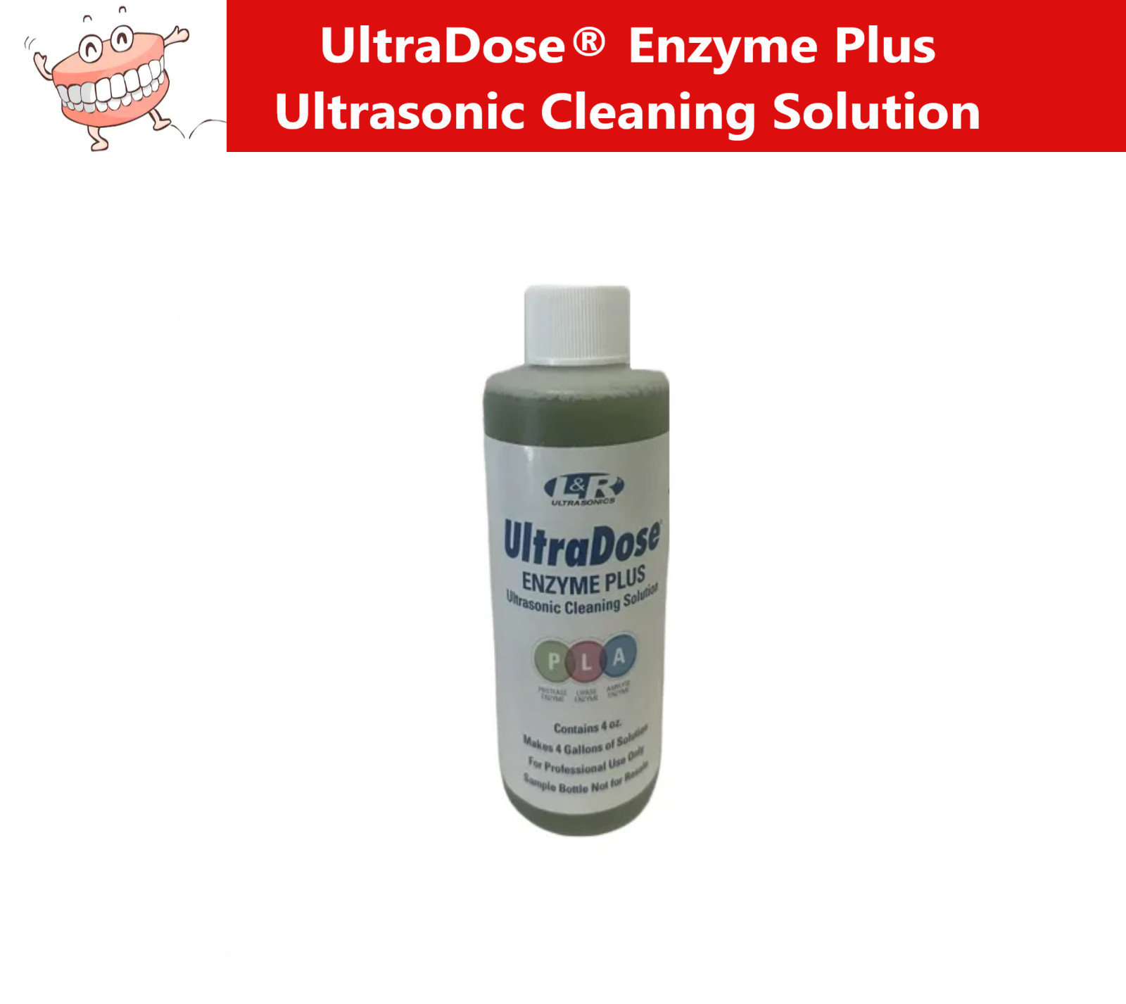 Dental Ultradose Enzyme Plus Ultrasonic Cleaning Solution, 32 oz Bottle – L & R