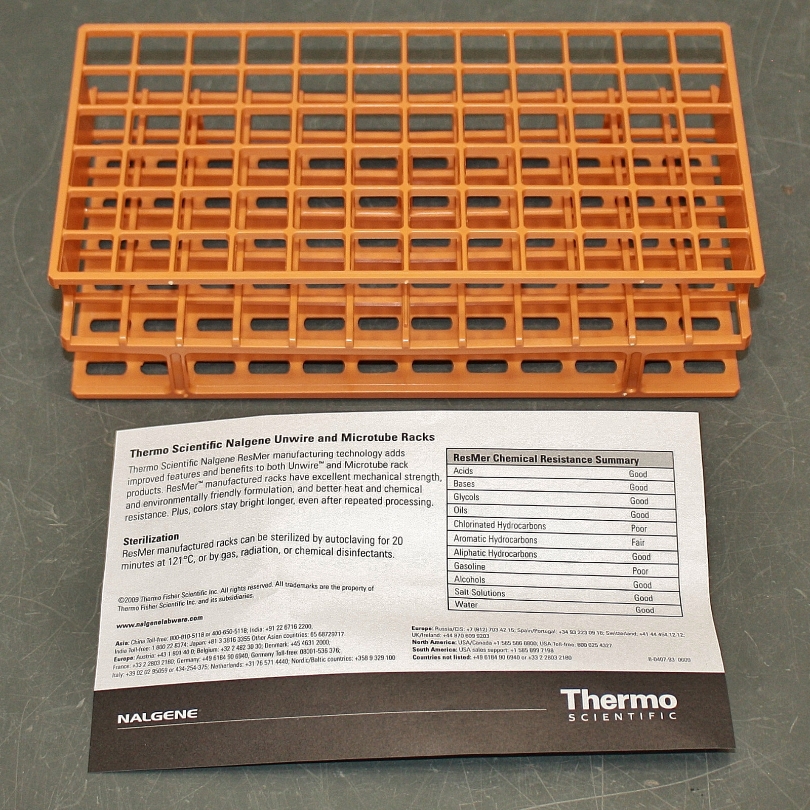 (2) Thermo Scientific Nalgene Unwire Test Tube Racks 5970-0116, 16mm, Orange, 72