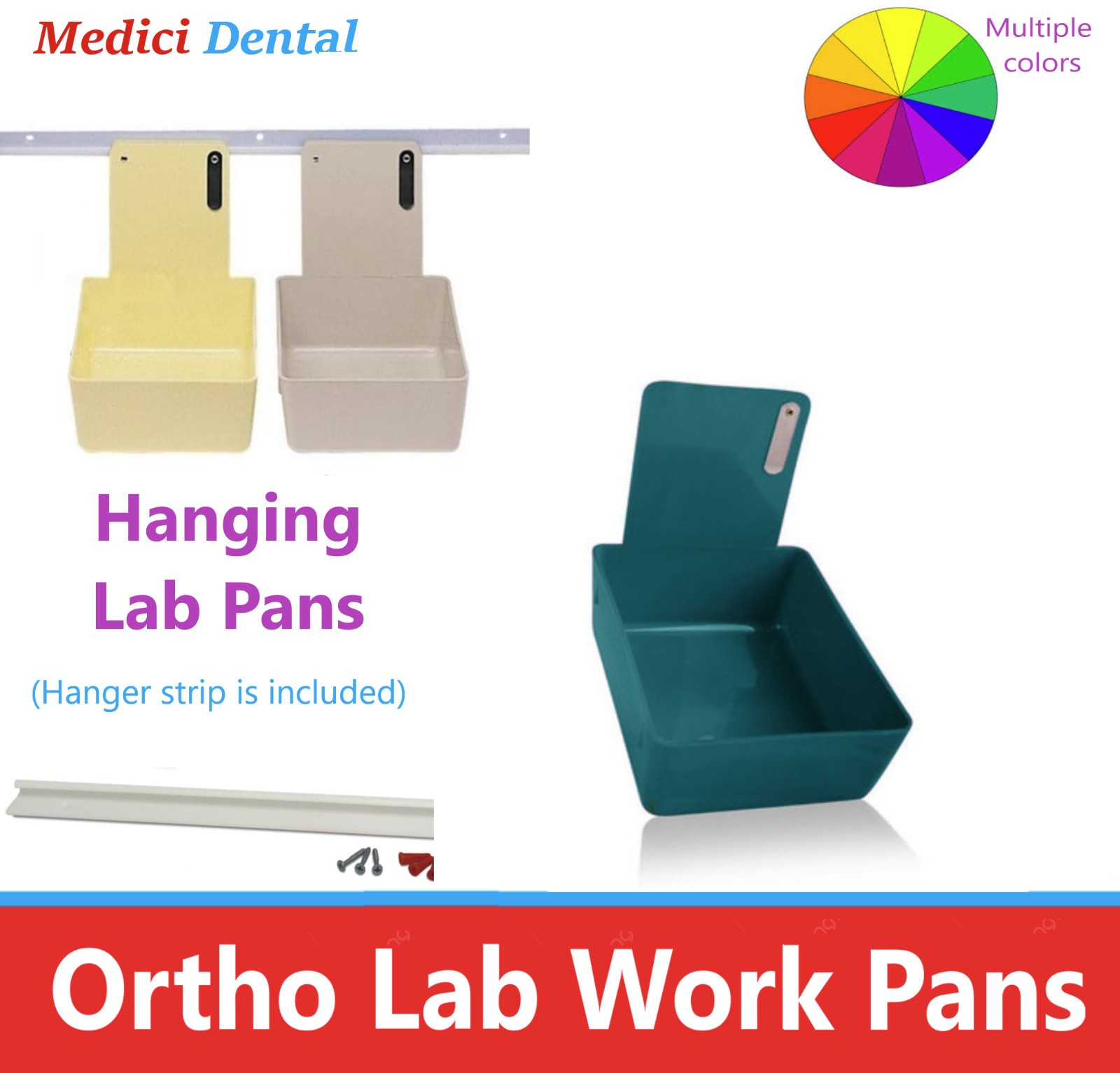 Dental Pro Lab Pan Ortho Laboratory Pan: Medium w/Clip Includes Hanging Strips
