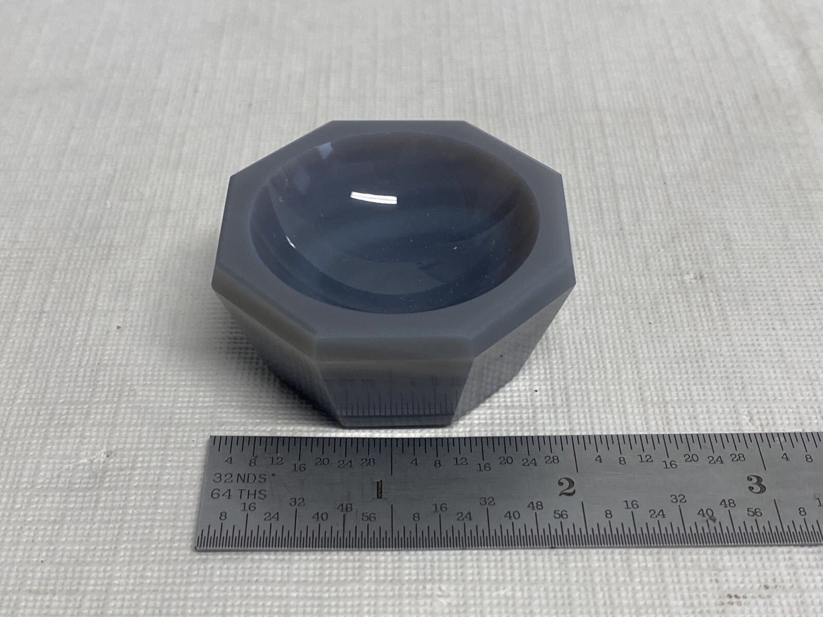 Octagonal Gray Agate Lab Mortar Only 50mm L x 50mm W x 26mm H 38mm Grinding ID