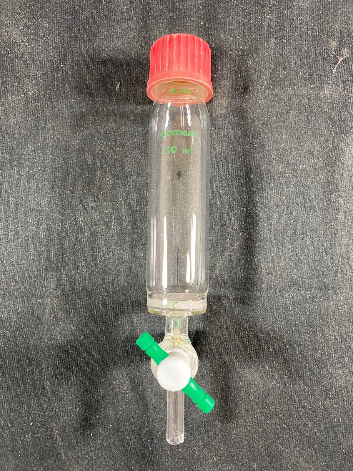 CHEMGLASS Glass 50mL GL-25 Coarse Frit Solid Phase Peptide Synthesis Vessel