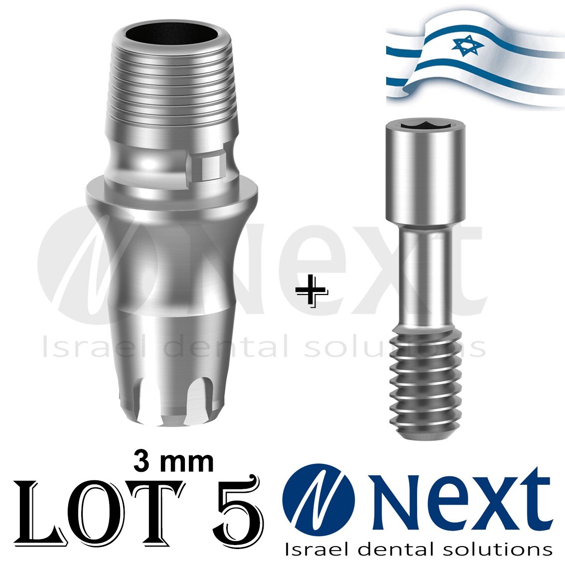 LOTx5 Dental Abutment T-Base CAD/CAM MIS conical C1 V3 SP compatible HEX 3 mm