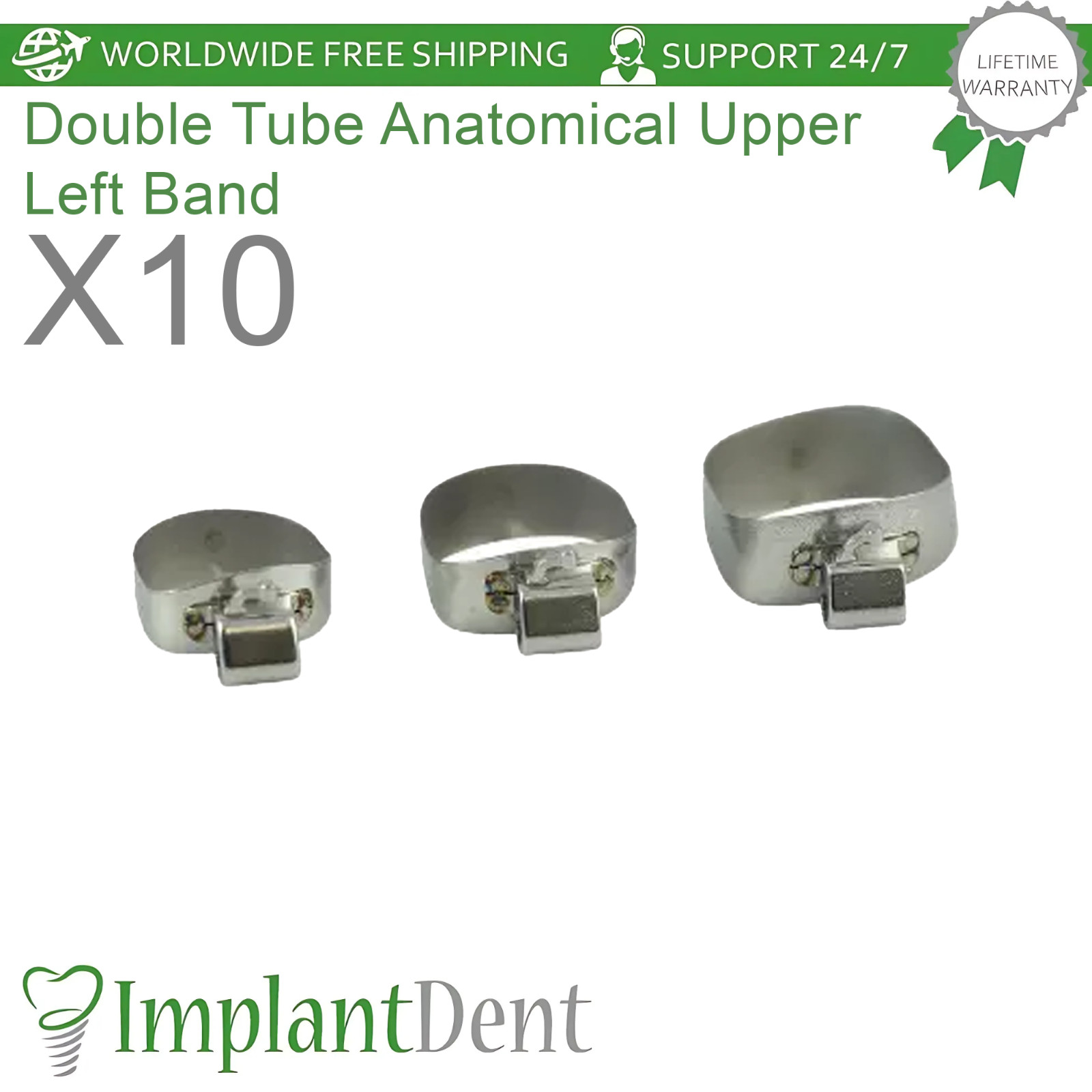 10x Dental Molar Double Tube Anatomical Upper Left Band Braces Span Ortho Lab