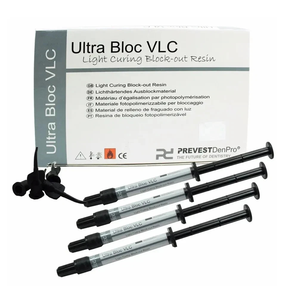 Dental ULTRA BLOC VLC Light Cure Block Out Resin Cement 4 x 2gm Pack free ship,,