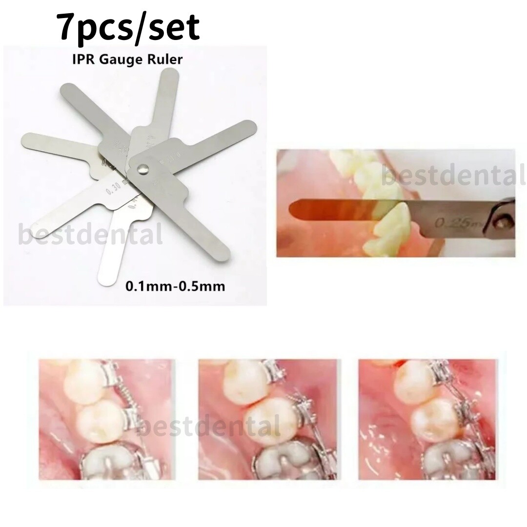 7Pcs/set Dental Orthodontic Interproximal Reduction IPR Gauge Ruler 0.10-0.50mm