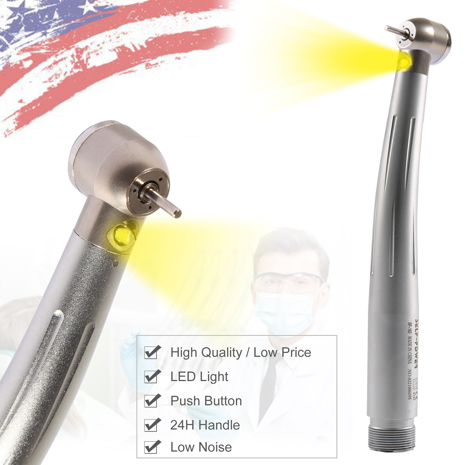 NSK Style Dental Fiber Optic LED E-generator/ High Speed Handpiece 2/4 Holes