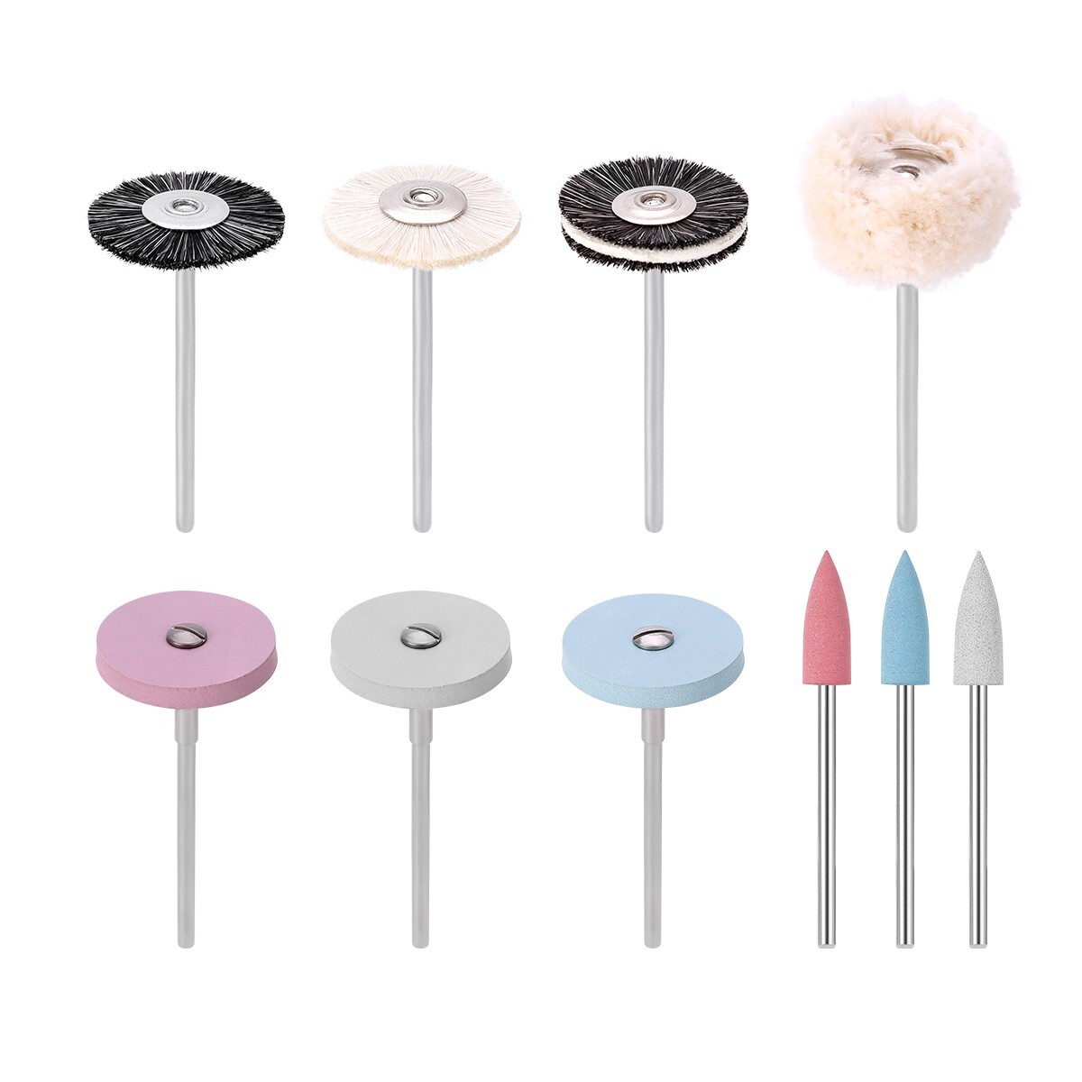 Dental Diamond Burs Polishing Brushes HP Polishers Stone Silicon Wheel Discs Kit