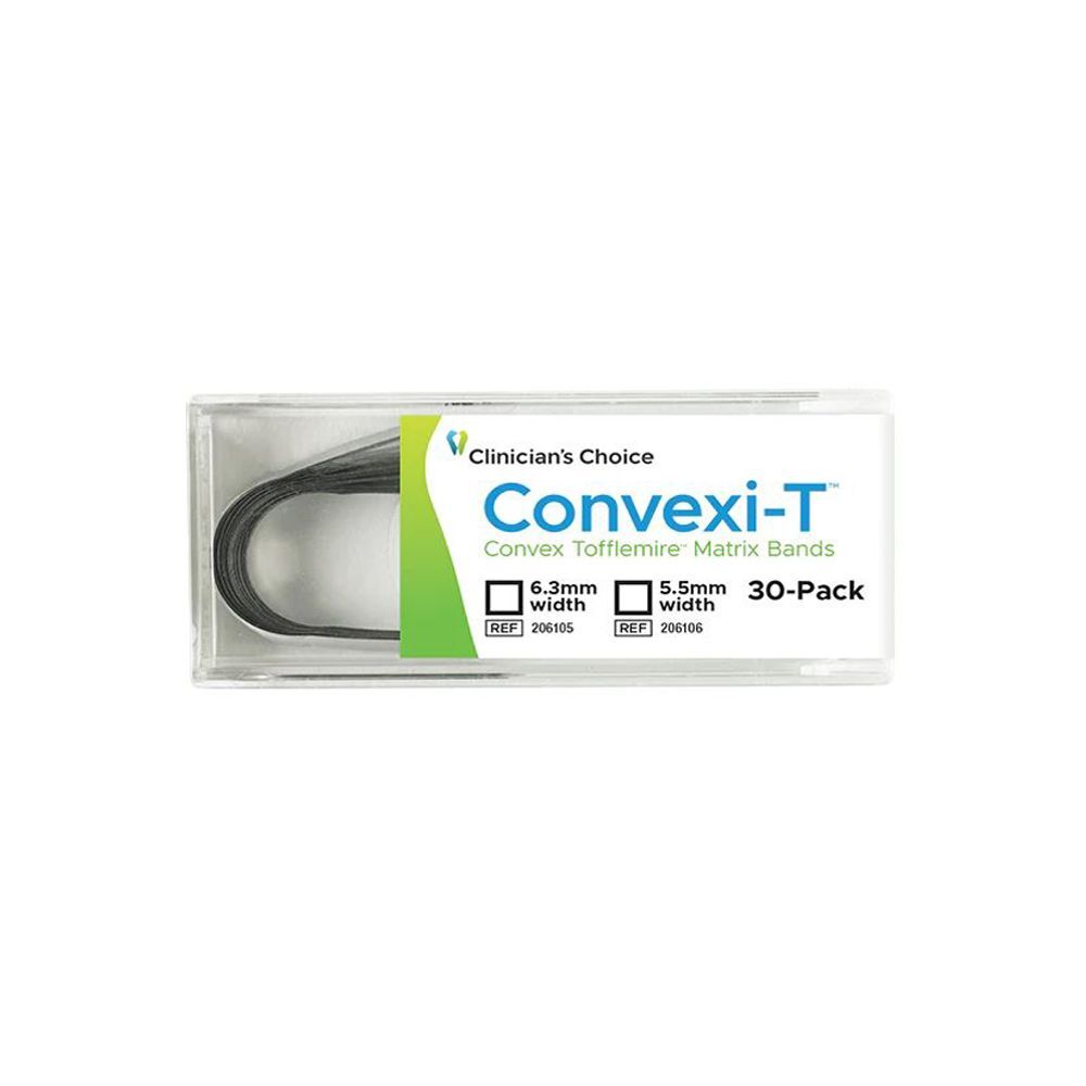 Convexi-T Convex Tofflemire Matrix Bands, 5.5mm Wide, 0.025mm Thin, 30/Pk