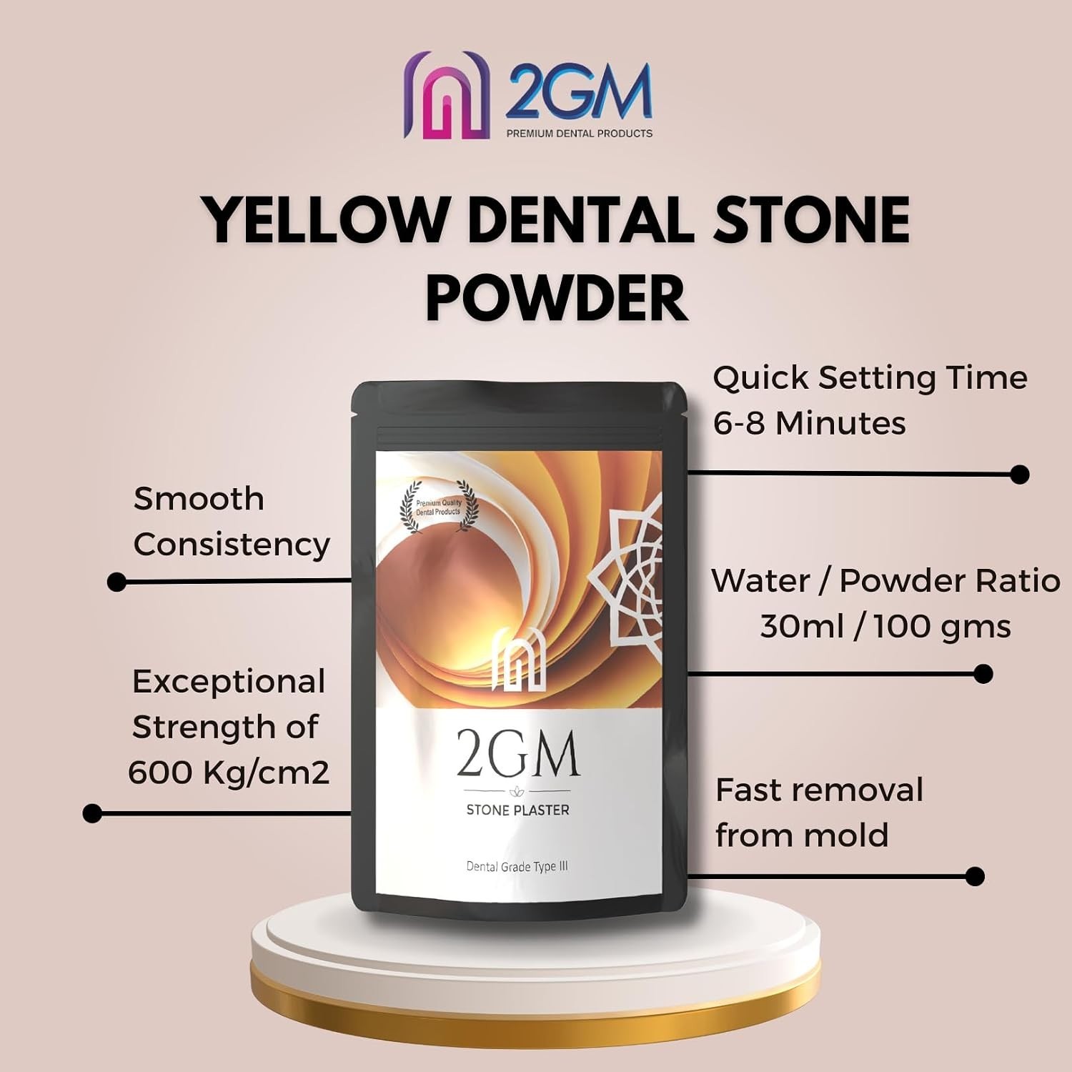 Dental Yellow Stone Gypsum Powder Type III 1Kg for Casting Models