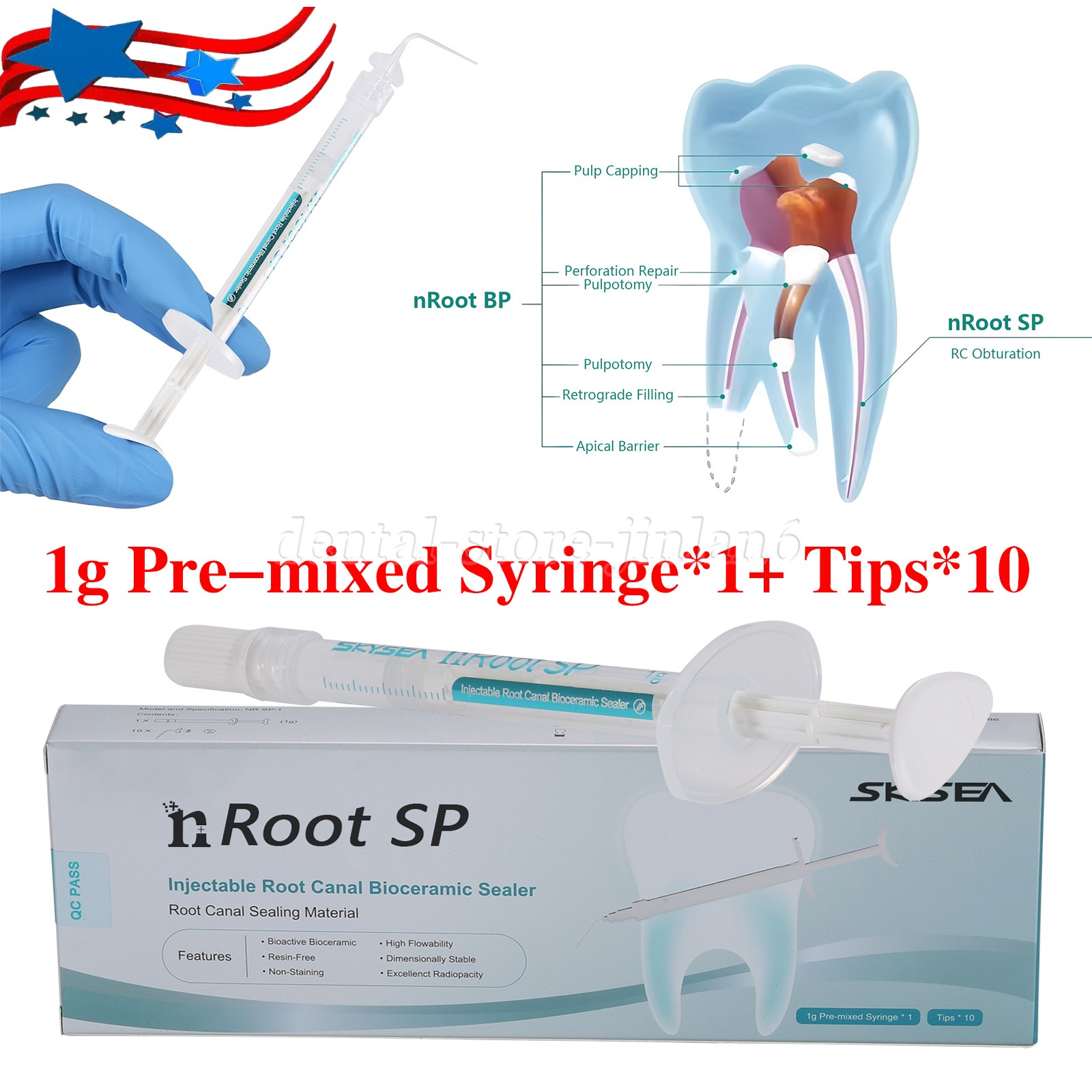 Dental Endo Materials Injectable Root Canal Bioceramic Sealer 1g Pre-mix Syringe