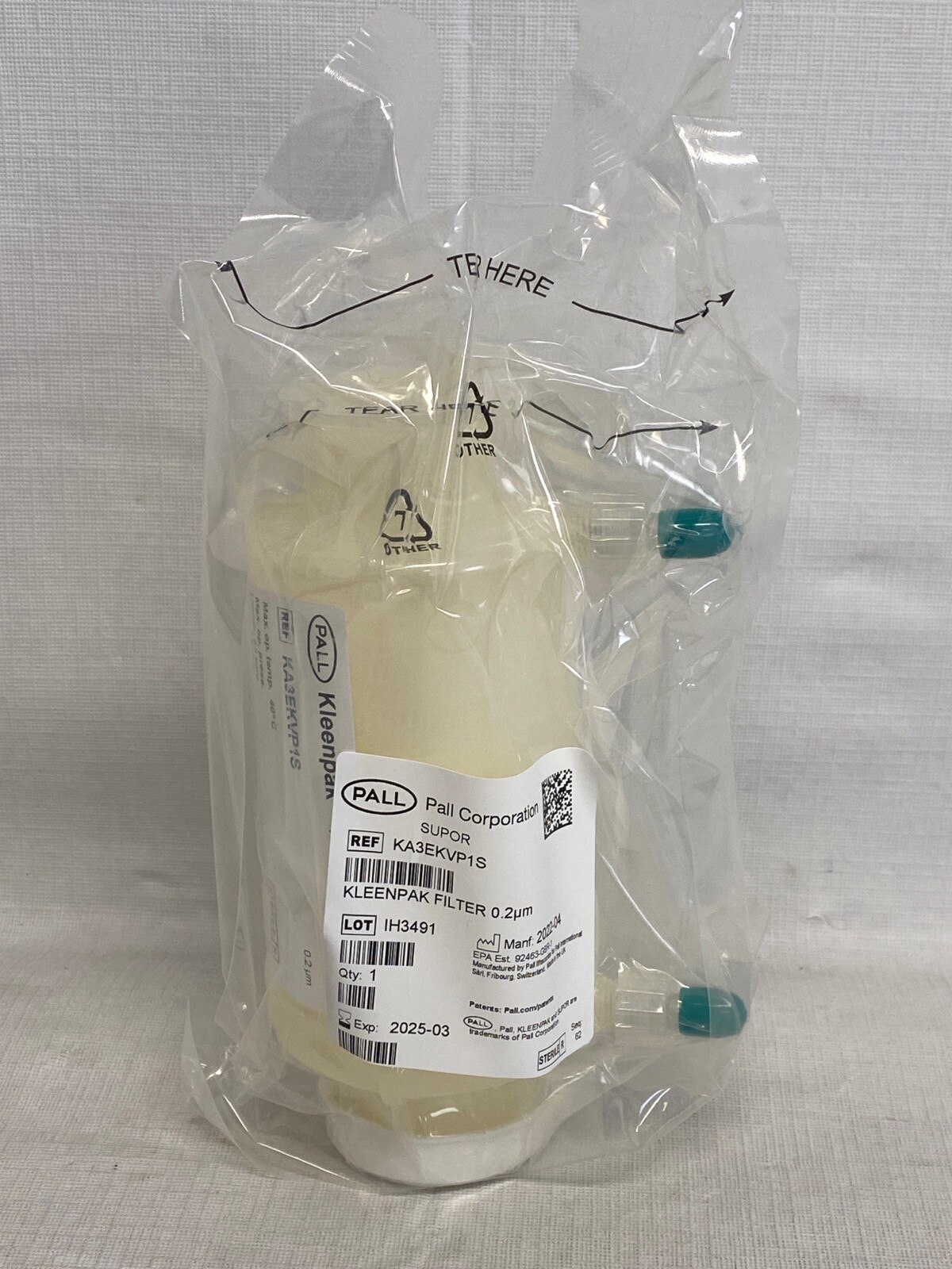 PALL Pharma Kleenpak Capsule w/ Supor EKV Membrane 0.2um PES 1500cm2 KA3EKVP1S
