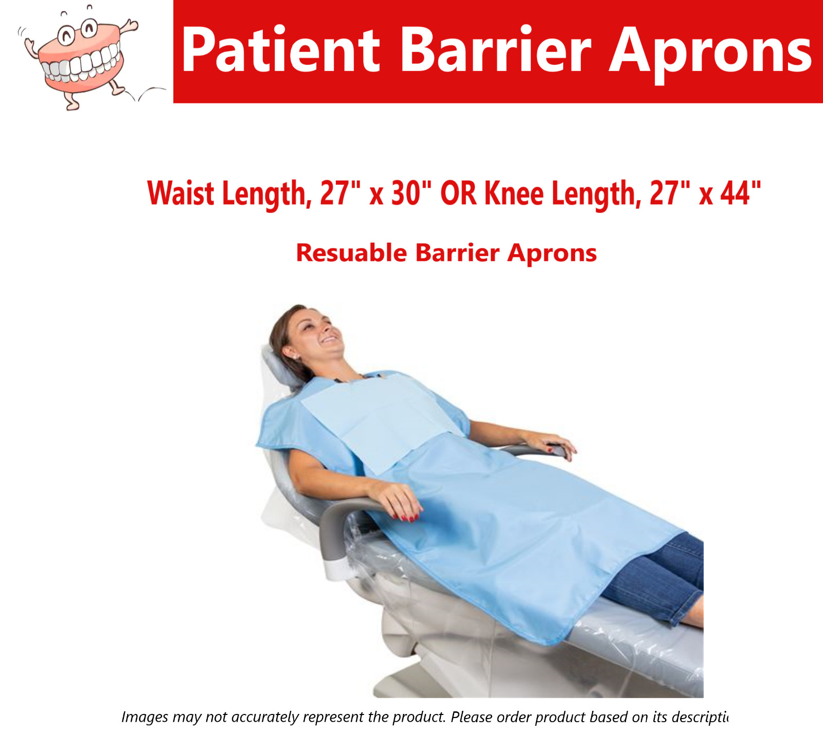 Dental Medical Plastic Apron, Knee Length, 27″ x 44″ Patient Bib Barrier, White