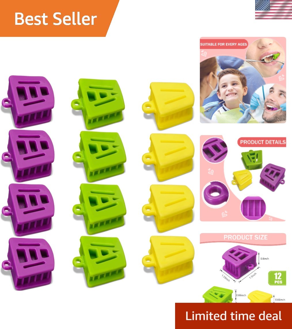 12 Pcs Color-Coded Dental Mouth Props – Silicone Blocks for Easy Size Selection