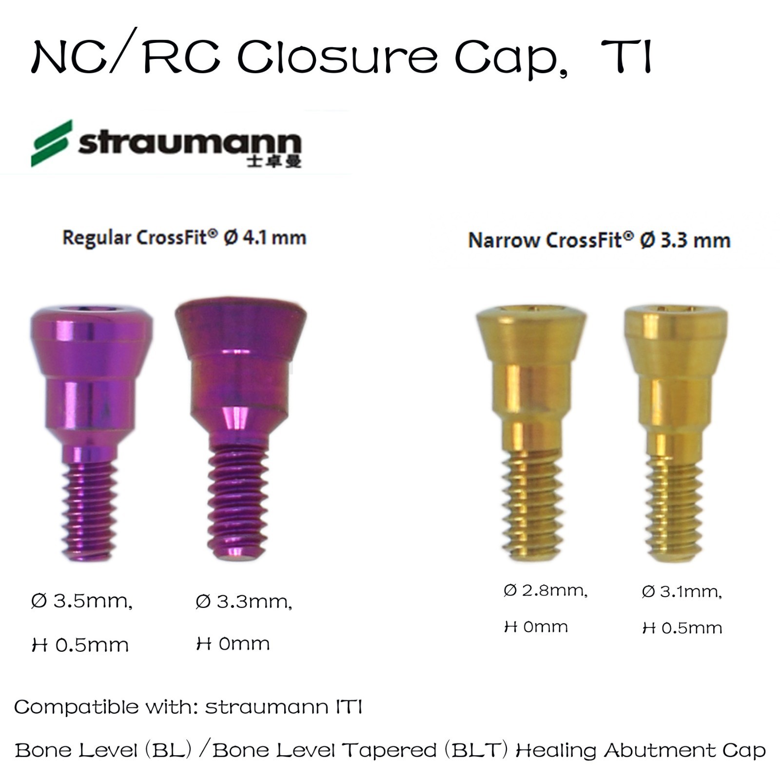 US Dental Healing Abutment Closure Screw For Straumann B0ne Level NC/RC Implant