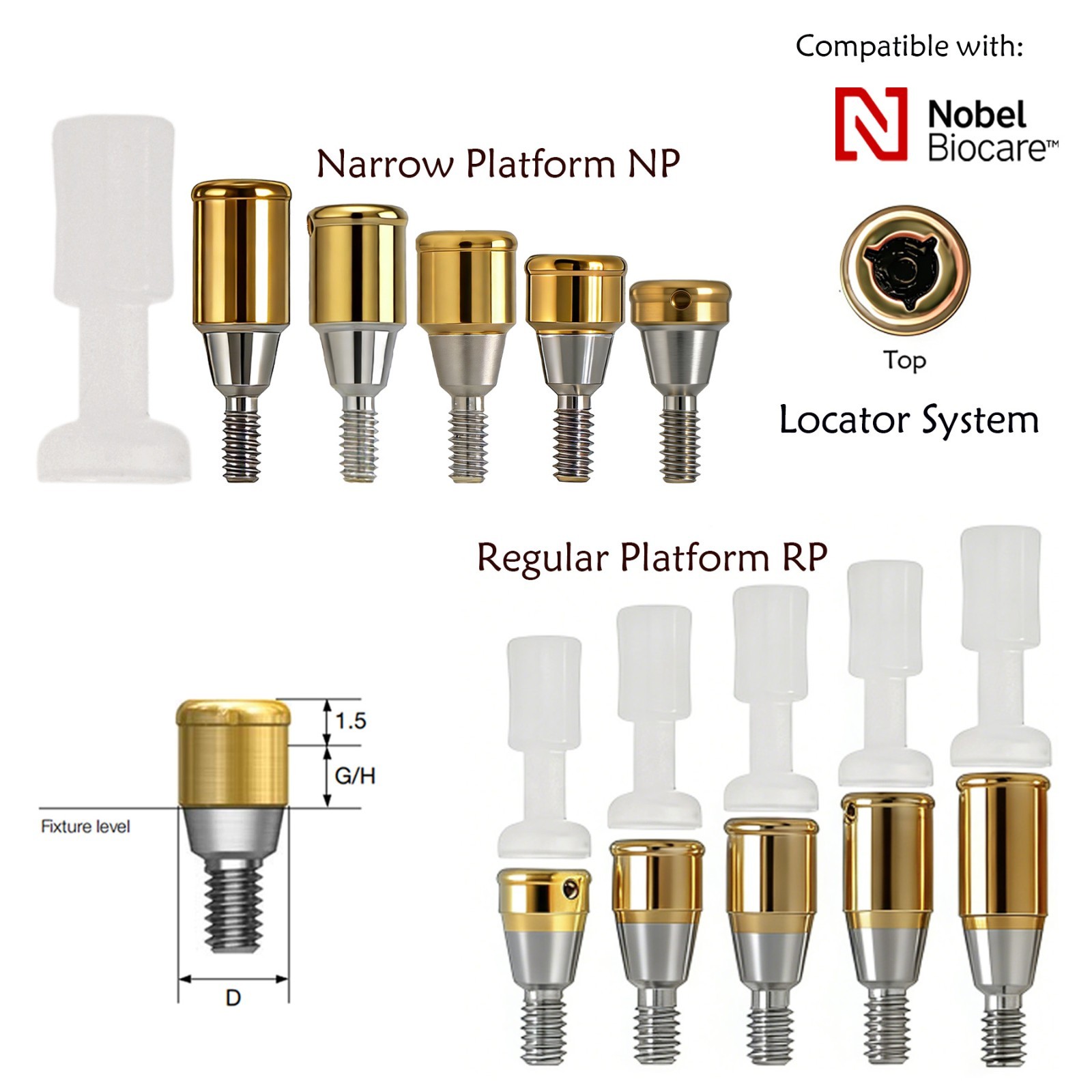 US For Hiossen/Nobel Biocare/Zimmer/Bego/Mis Dental Locator Attachment Abutment