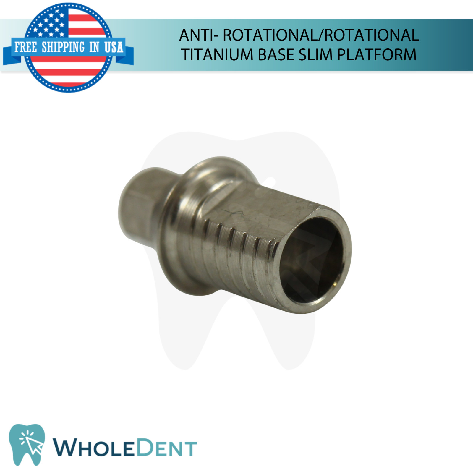 5x Dental Anti-Rotational / Rotational Titanium Base Slim Platform Int Hex 2mm