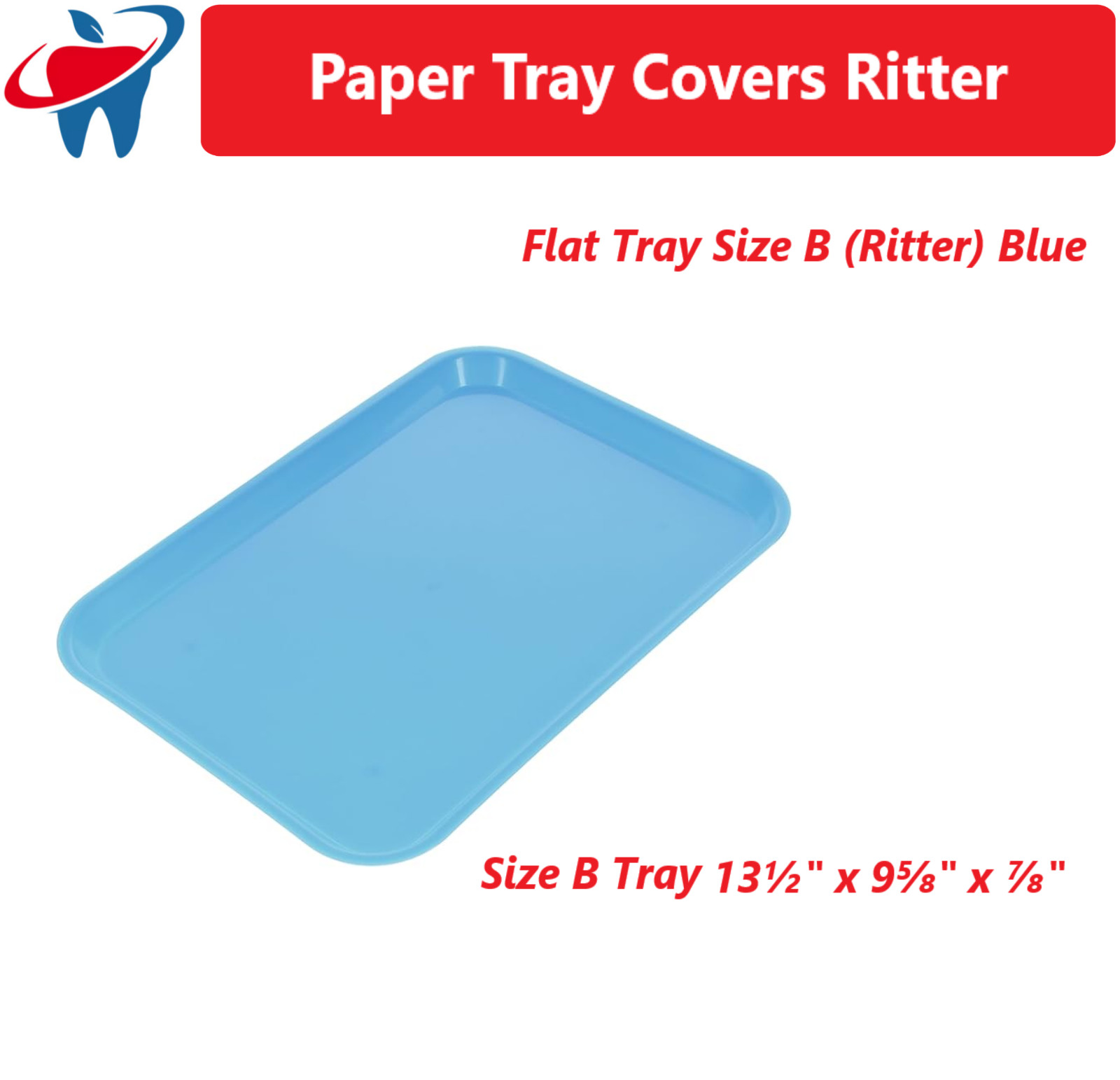 Dental Setup Flat B Tray Lid Cover, Divided B Ritter Trays B-Lok Tray, BLUE 6/Pk