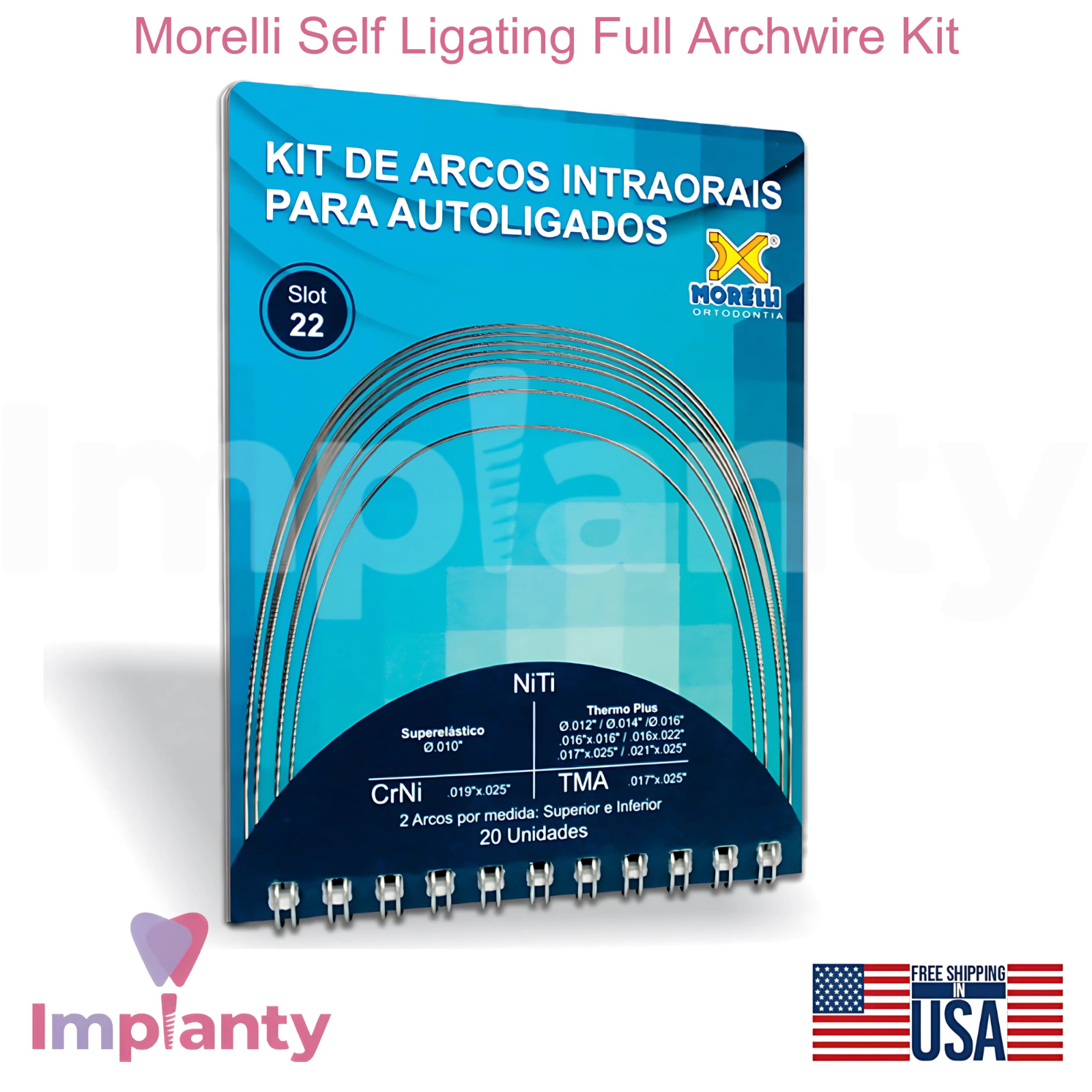 Morelli Self Ligating Full Dental Archwire Kit 20pcs IntraoraI Exchange 22 Slot