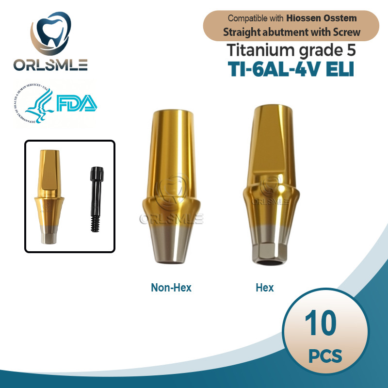 10Pcs Dental Ti Straight abutment fits Osstem Hiossen Mini Regular Hex Non-Hex