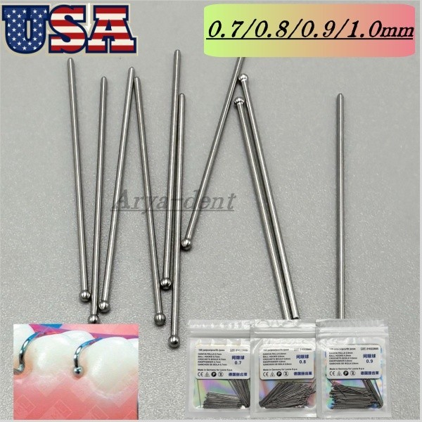 10pcs Dental Ortho Ball Hooks Retainer Clasp Oblique Clasps Bars 0.7/0.8/0.9/1.0