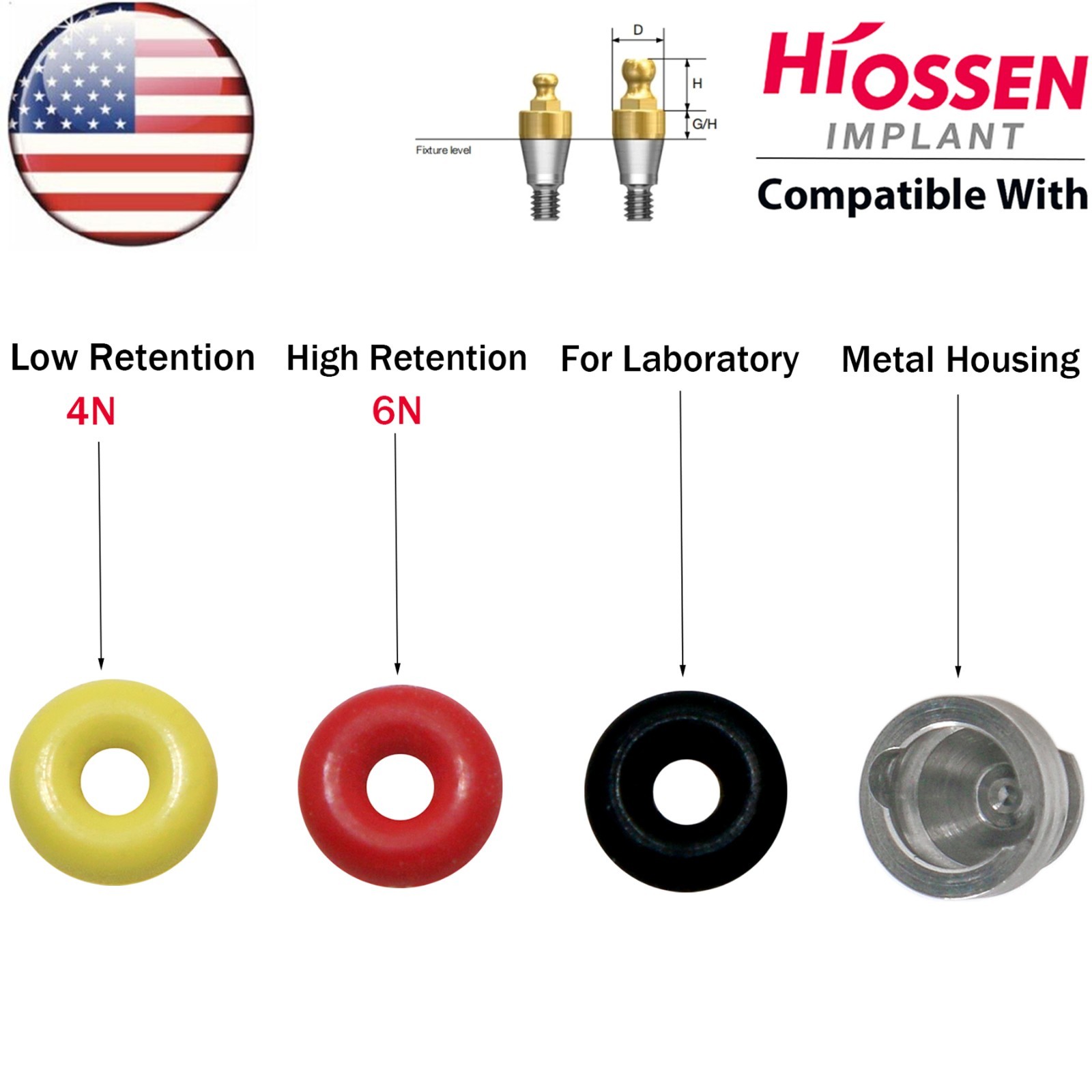 US Dental Overdenture O-rings Kit Fits Hiossen Osstem Ball Attachment Abutment