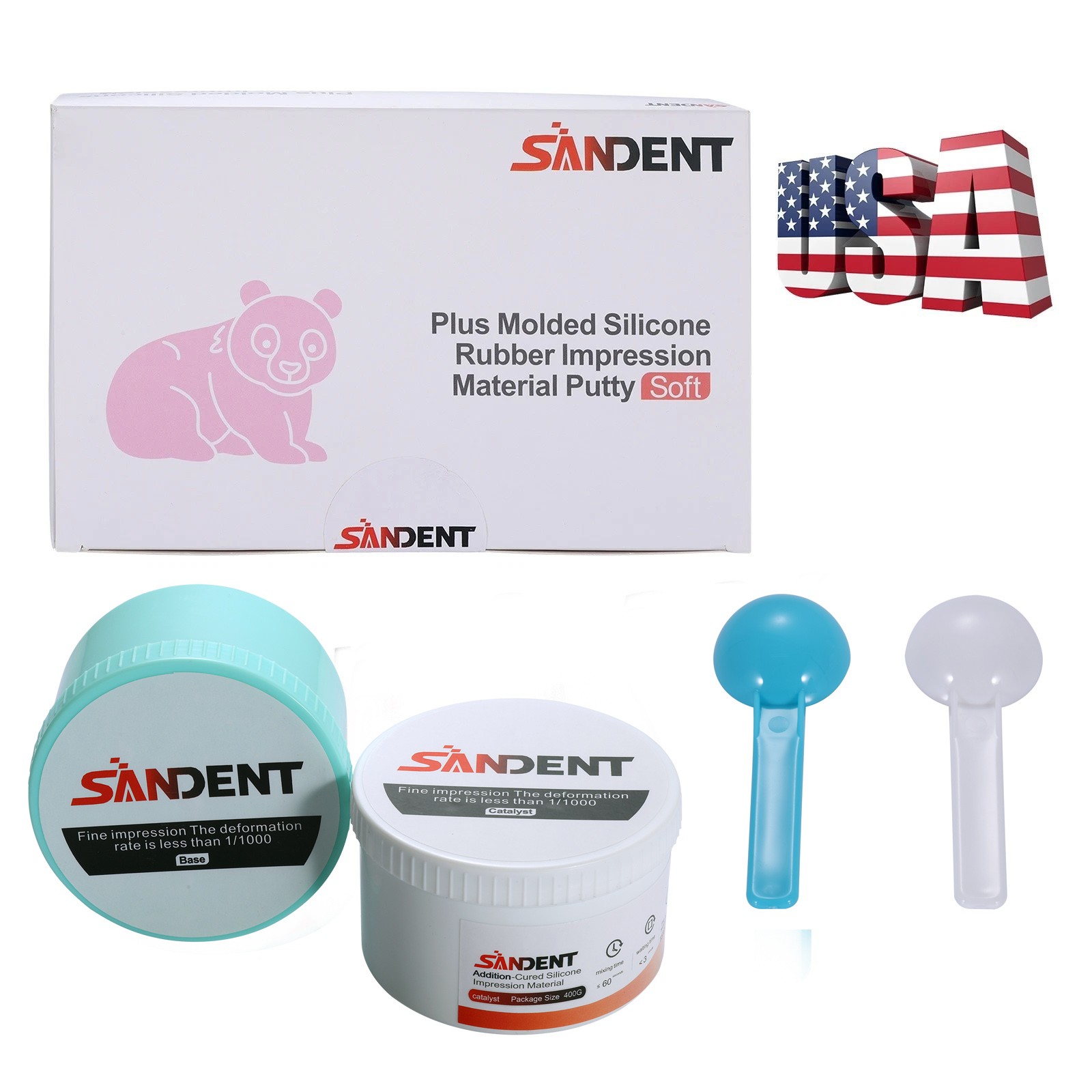 Dental Putty Fast Set PVS VPS Impression Material Silicon Hydrophilic 2 x 400g