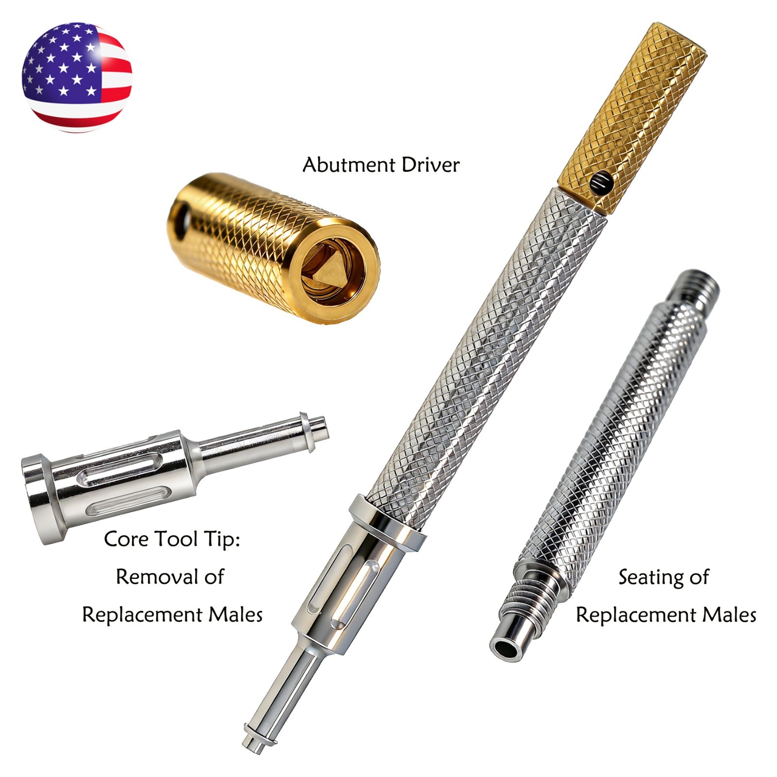US Dental Implant Universal Retention Cap Insertion Locator Extraction Core Tool