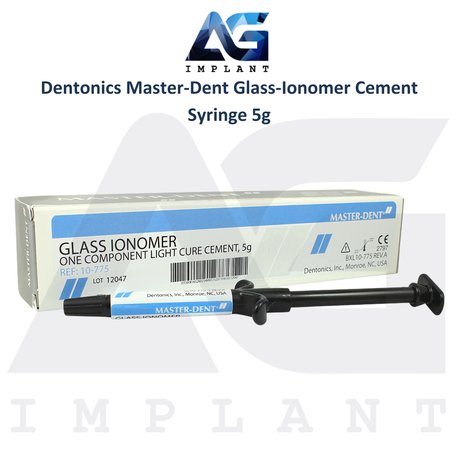 Dental Master-Dent Glass-Ion0mer Cement Syringe 5g Light Cure Base Or Liner