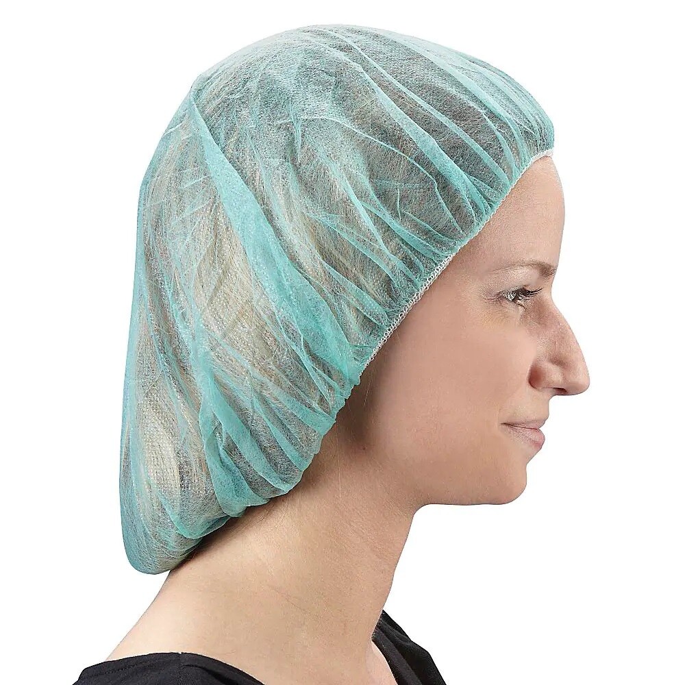 Head Cap/Cover 24″ Medical, Kitchen Use (Blue, Green, White) , 100/Pks, 6pk/1cs