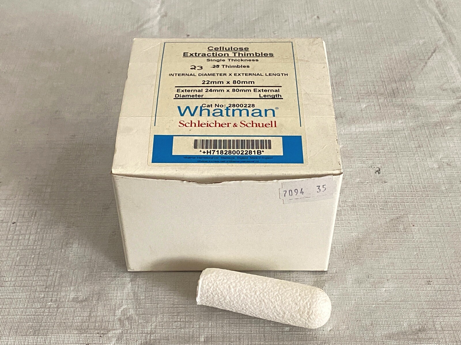 (23) WHATMAN Cellulose Extraction Thimbles Single Thickness 24mm OD x 80mm L