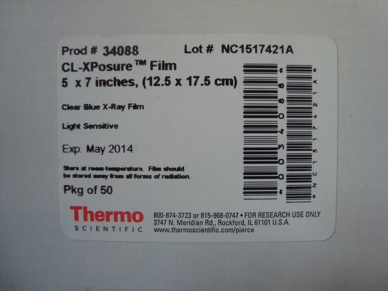 NEW THERMO Scientific 34088 CL-XPOSURE FILM 5×7″ 50/BX NOS OEM