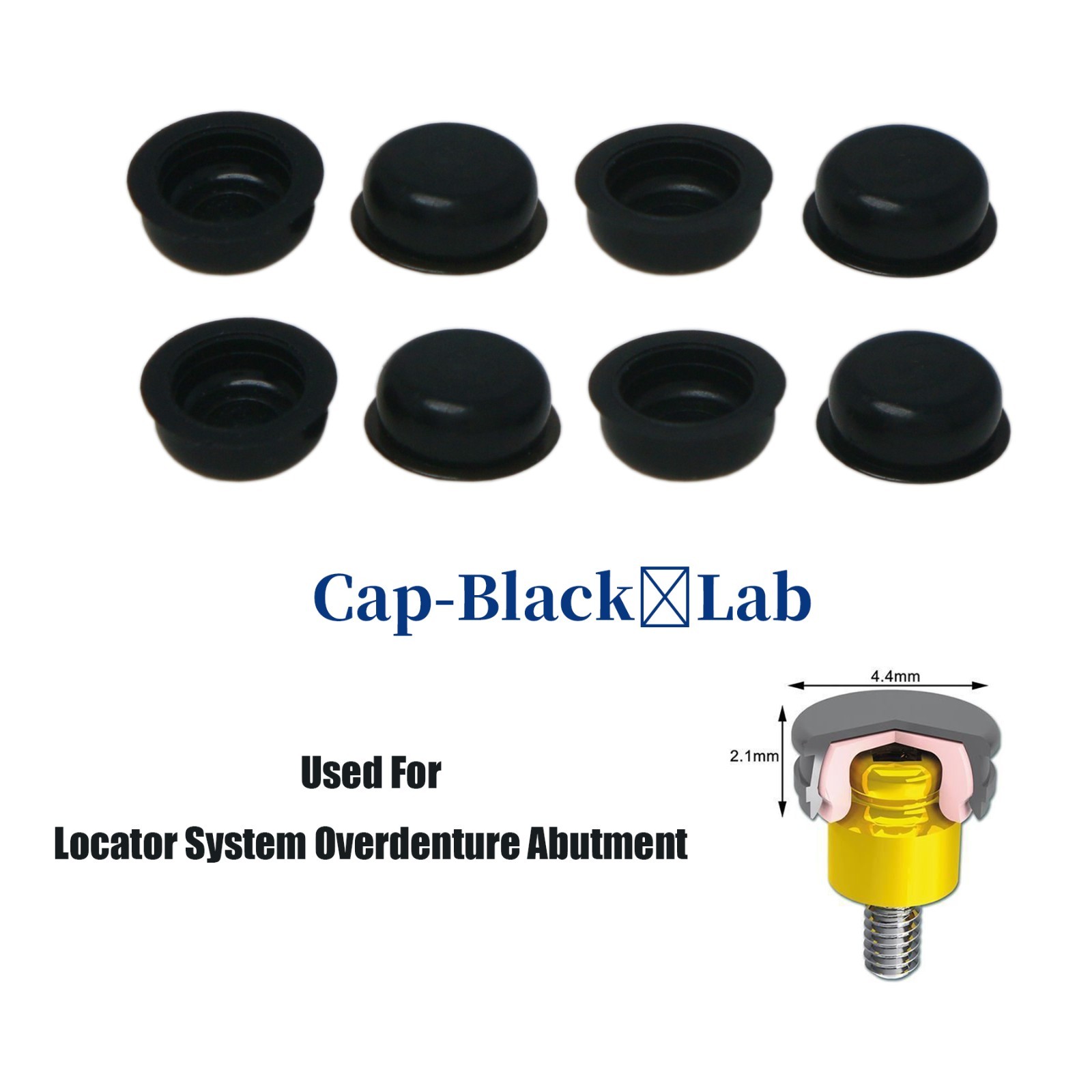 Dental Locator Overdenture Abutment Retention Caps PEEK Implant Inserts 8Pcs/Set