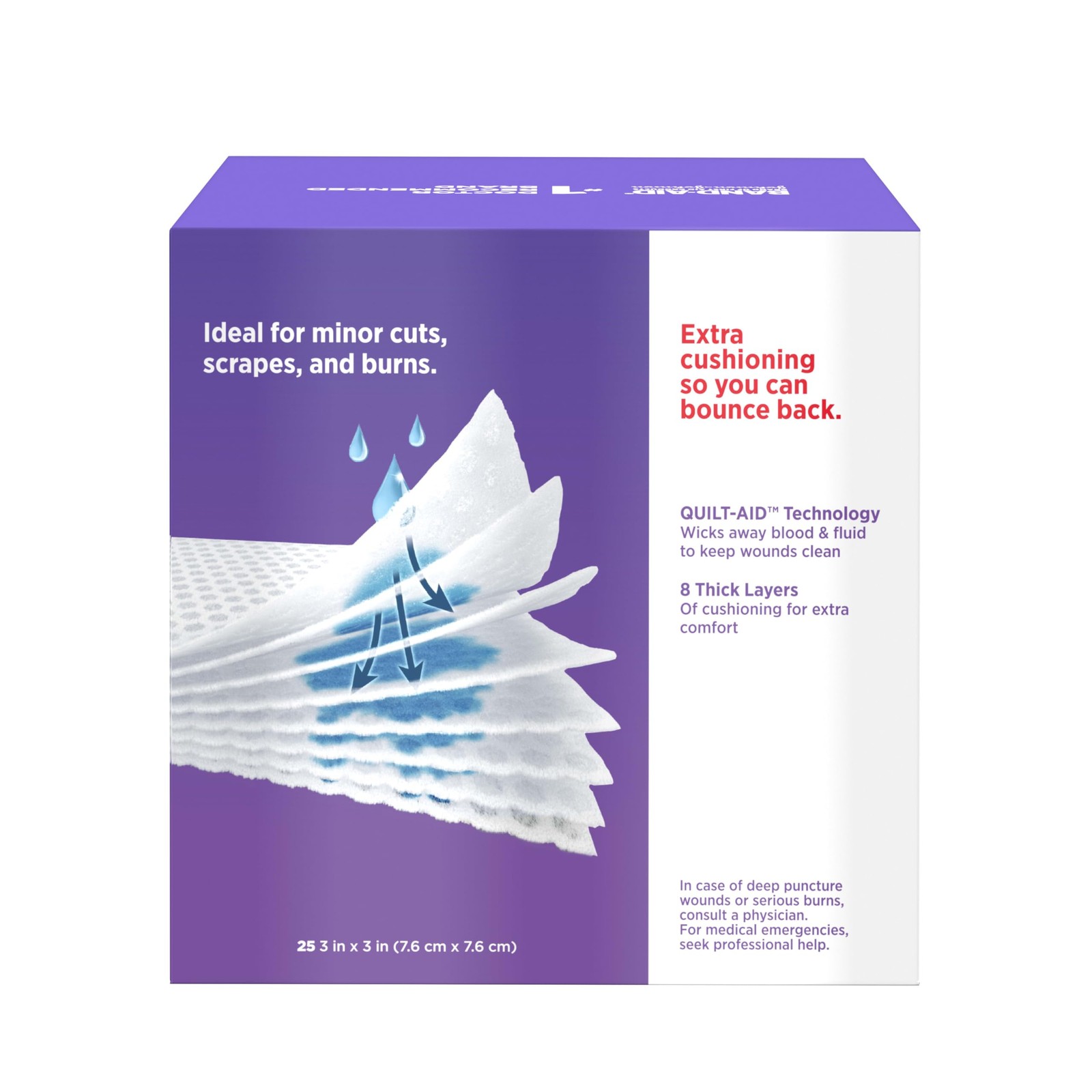 BAND-AID Brand Cushion Care Sterile Gauze Pads for 3×3 Inch (Pack of 25)