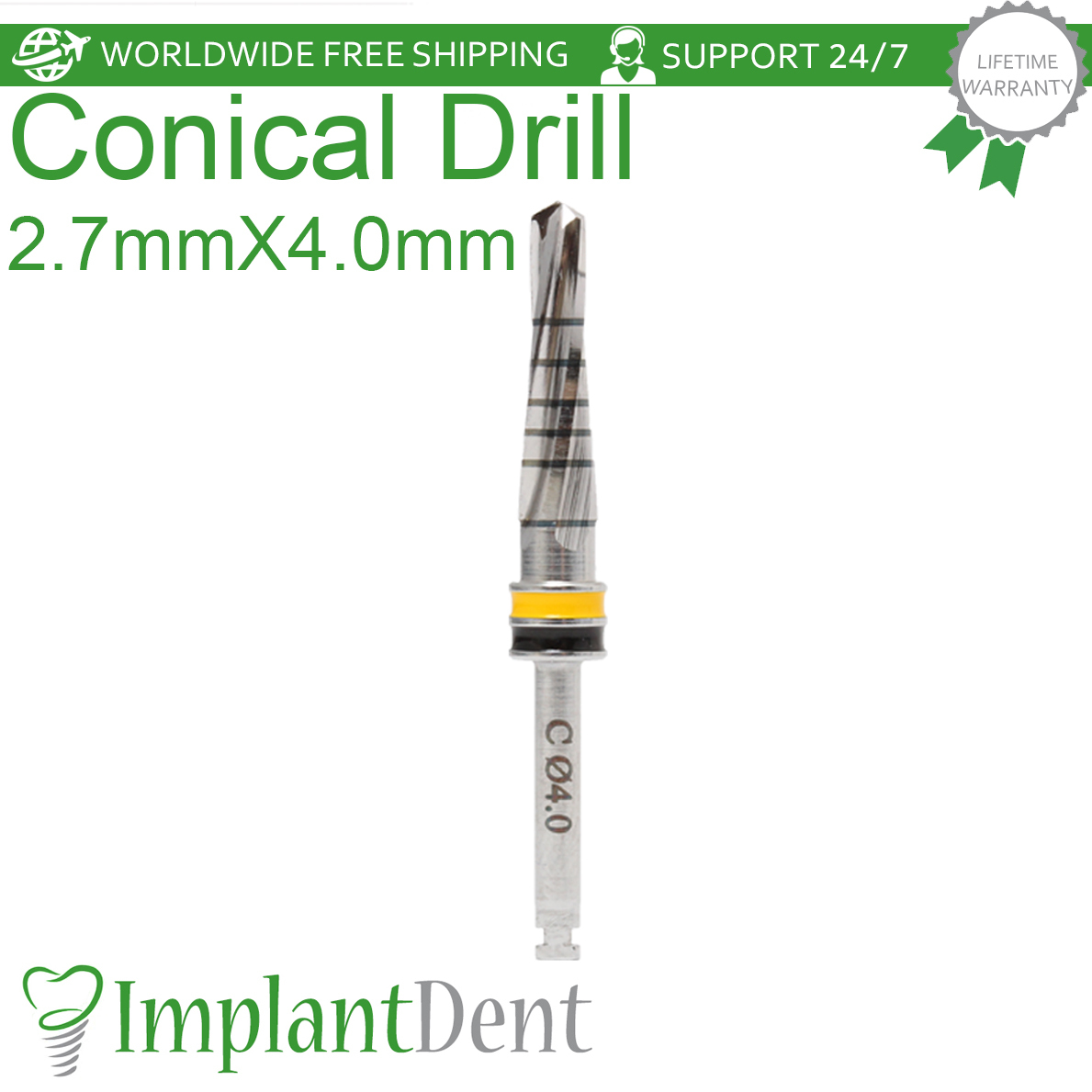 Dental Conical Drills 16mm External Irrigated 2.7×4.0mm Stainless Steel Tool